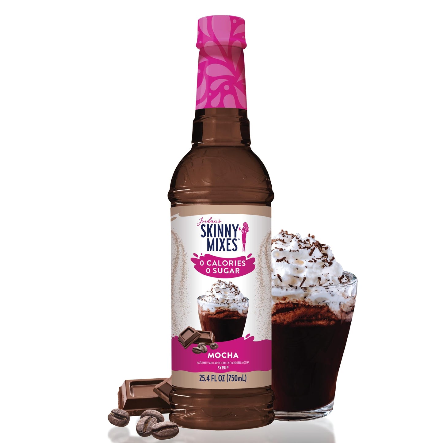 Jordan's Skinny Syrups Sugar Free Coffee Syrup, White Chocolate Mocha Flavor Mix, Zero Calorie Flavoring for Chai Latte, Protein Shake, Cocktail & More, Gluten Free, Keto Friendly, 25.4 Fl Oz, 1 Pack