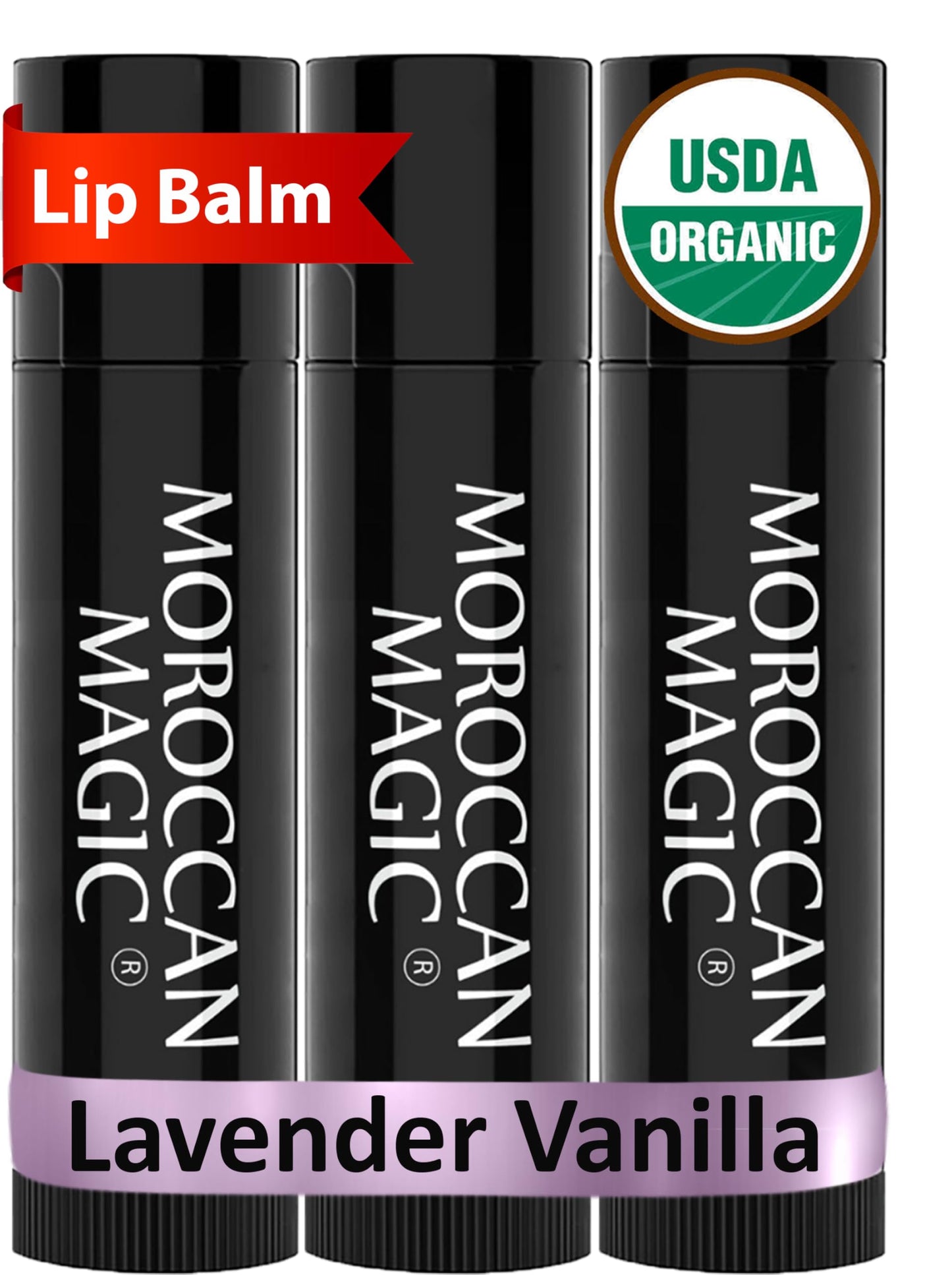 Moroccan Magic Organic Peppermint Eucalyptus Lip Balm 3 Pack | Ultra-Hydrating Argan & Essential Oil Lip Moisturizer + Vitamin E | Natural Mint Chapstick for Dry Lips | Non-Toxic | Organic Lip Balm