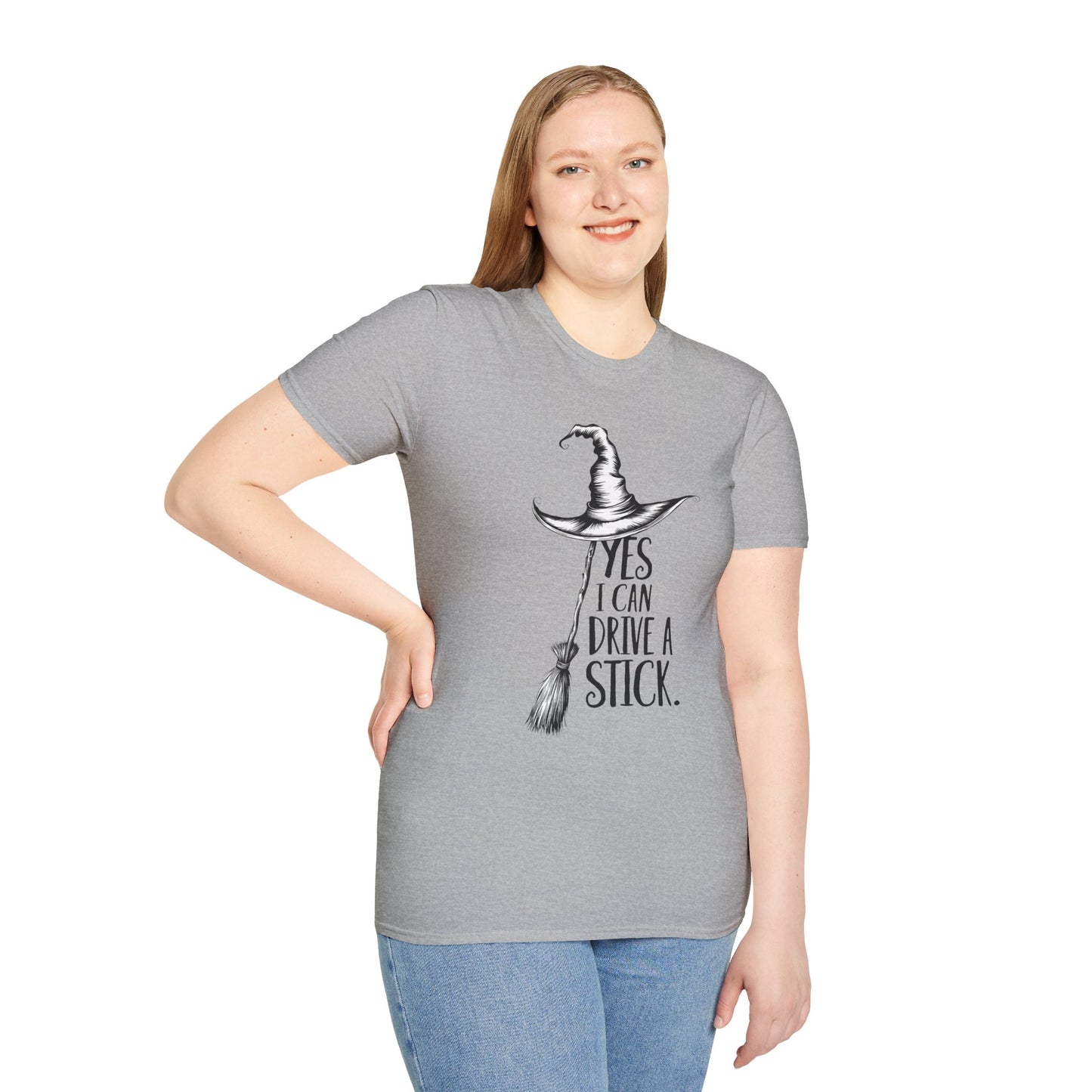 Funny Witch T-Shirt for Halloween, Unisex Softstyle Tee, Drive a Stick Shirt, Gift for Witch Lovers, Spooky Season Top, Cute Halloween [...]