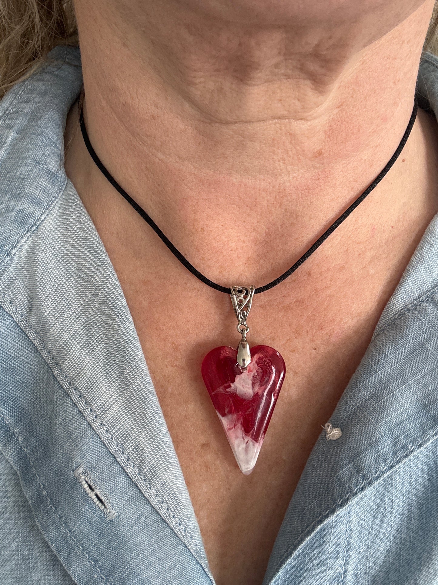 Bleeding Heart Resin Necklace