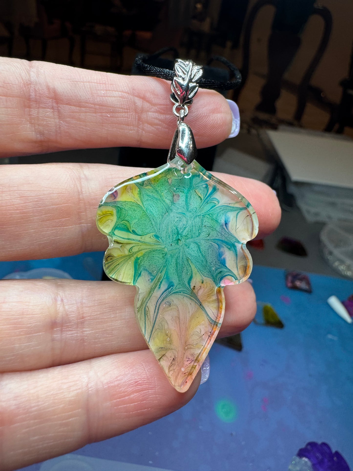 Spring Aura Resin Pendant Necklace