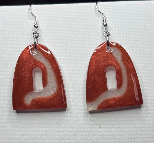 Crimson Swirl Resin Arch Earrings