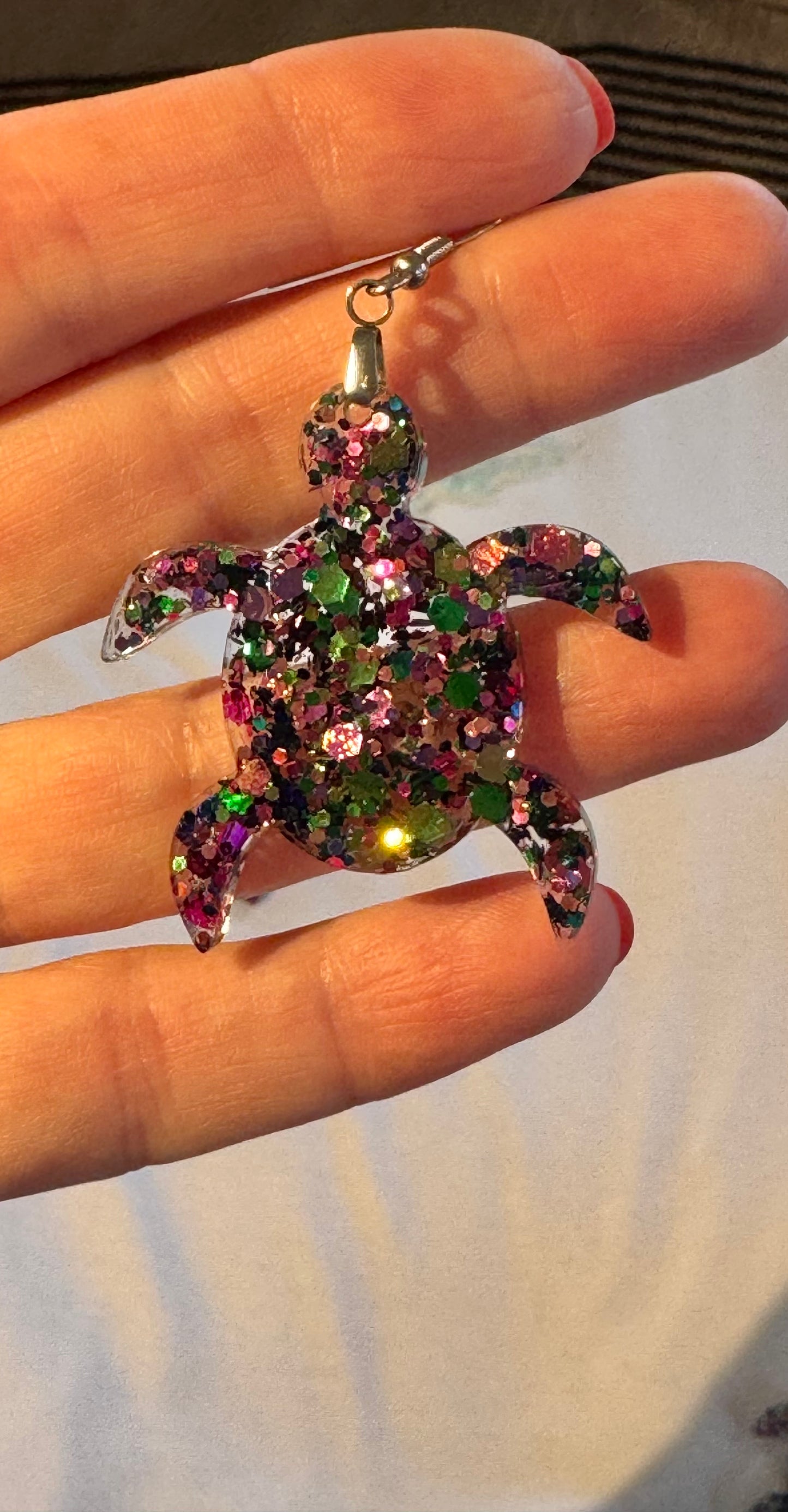 Sparkly Sea Turtle Earrings – Glittery Ocean-Inspired Jewelry