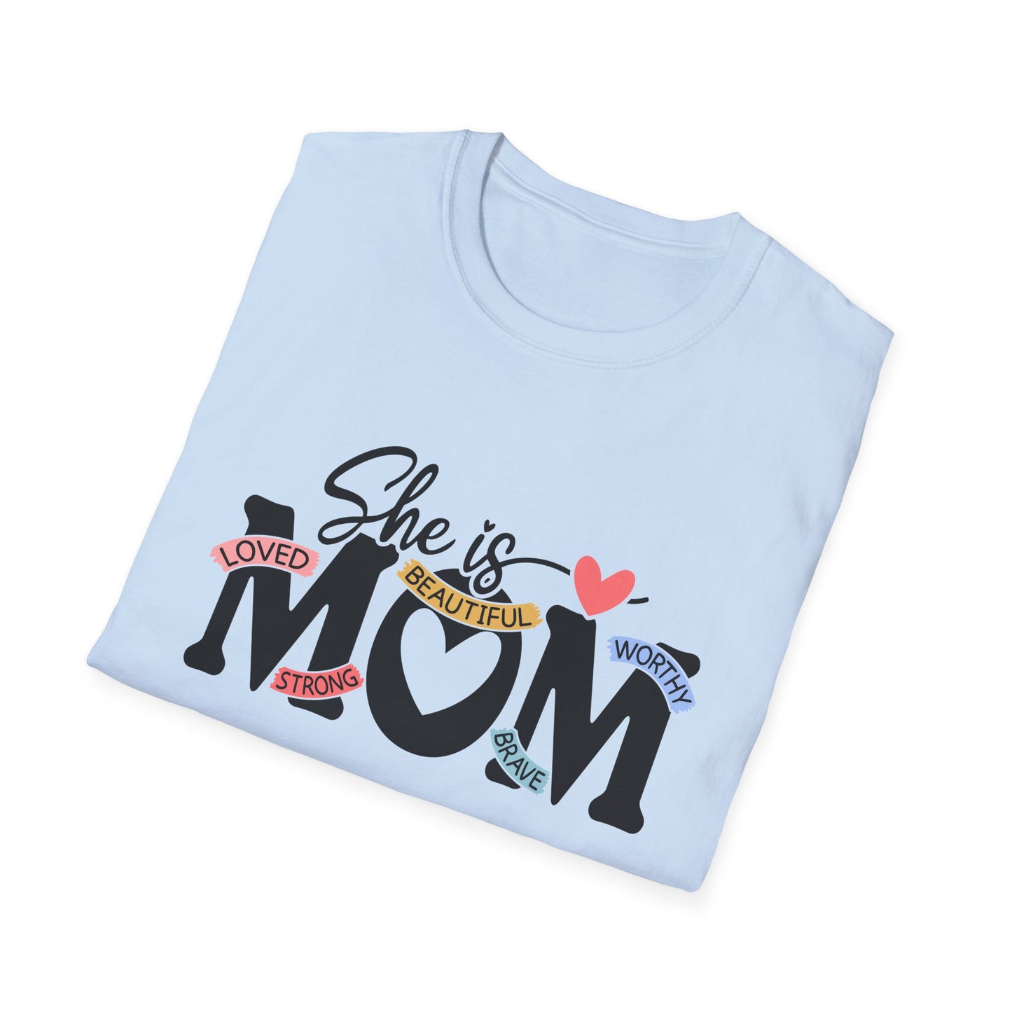 She Is Mom T-Shirt — Heart & Floral "She is MOM" Mother's Day Tee