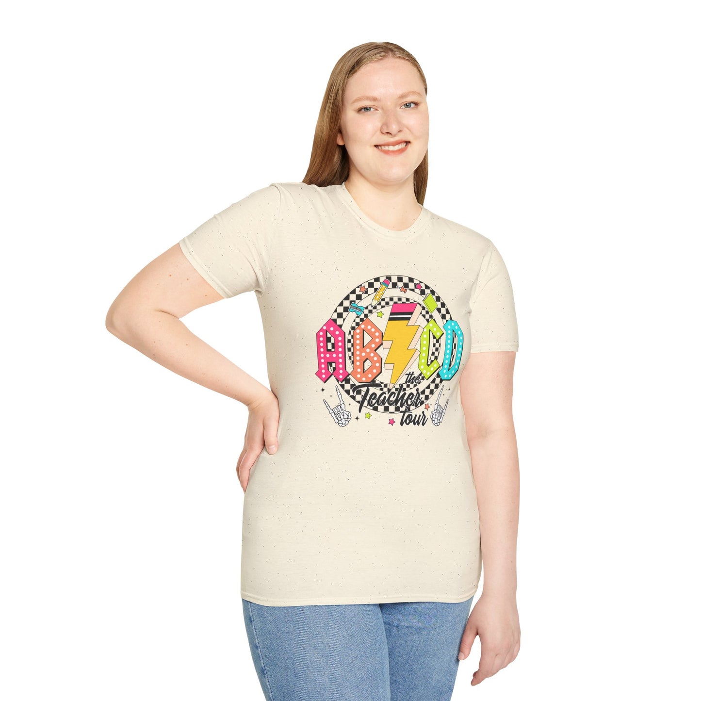 ABCD Teacher Tour Unisex Softstyle T-Shirt, Teacher Gift, Concert Tee, Fun Classroom Shirt, Graduation, Appreciation Day