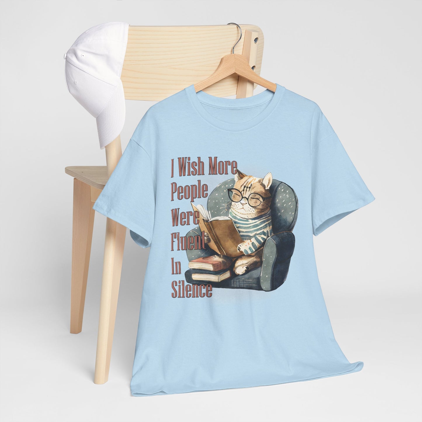 Charming Cat Reading Tee, Funny Cat Lover Shirt, Silent Reader Gift, Cozy Everyday Wear, Unisex Cotton Top