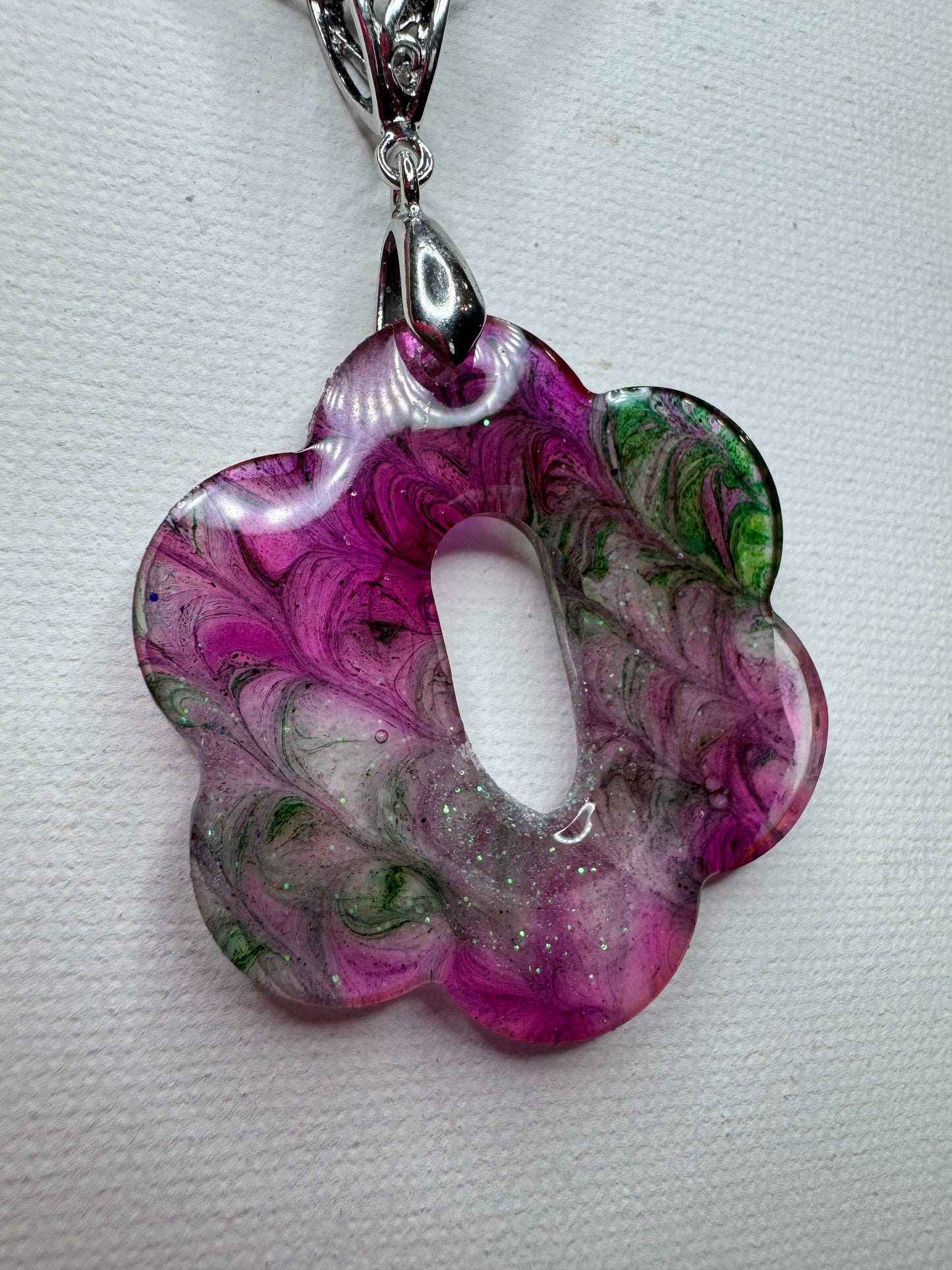 Blossom Swirl Resin Pendant Necklace