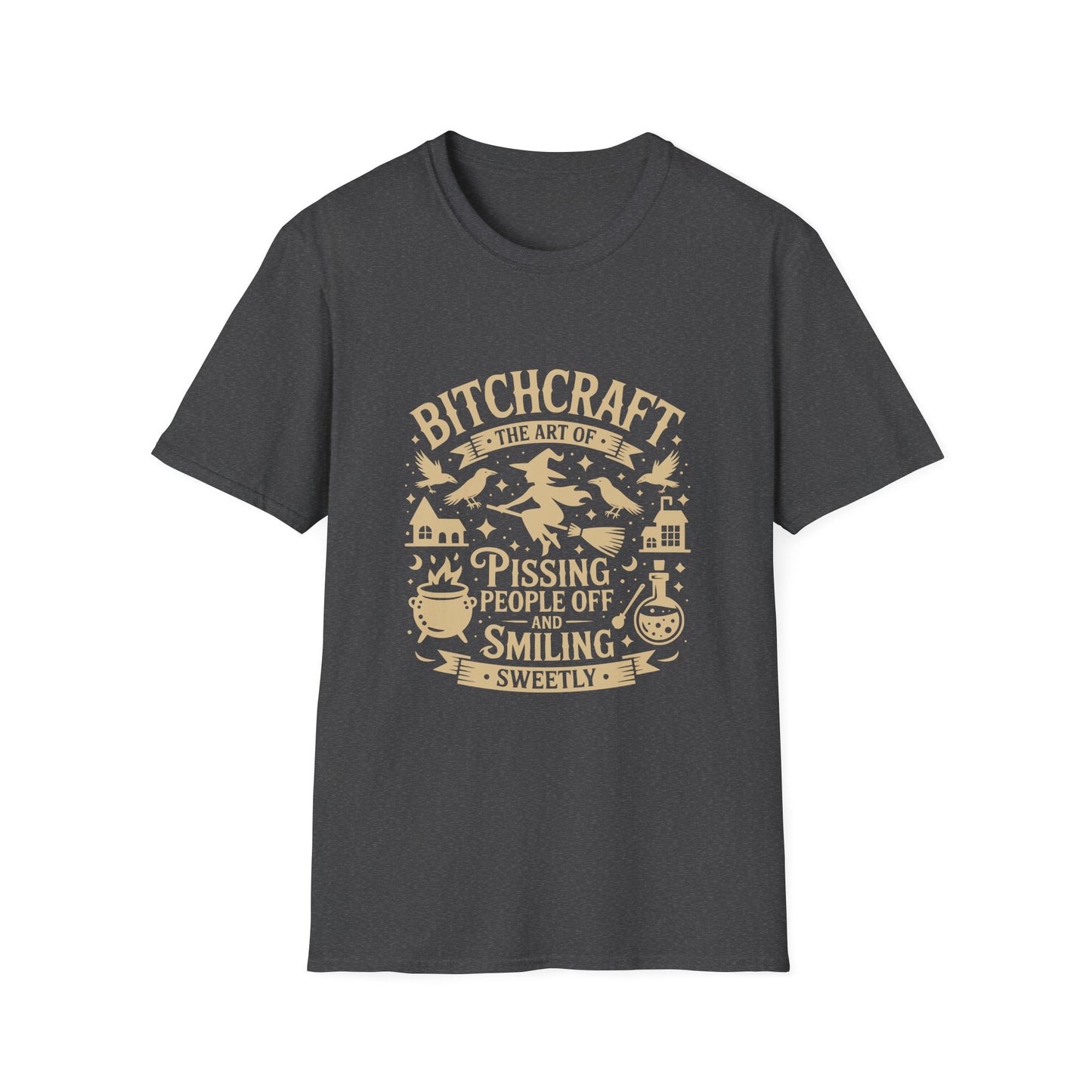 Bitchcraft Unisex Softstyle T-Shirt, Funny Witch Shirt, Witchcraft Humor Tee, Gift for Witch Lovers, Halloween Apparel