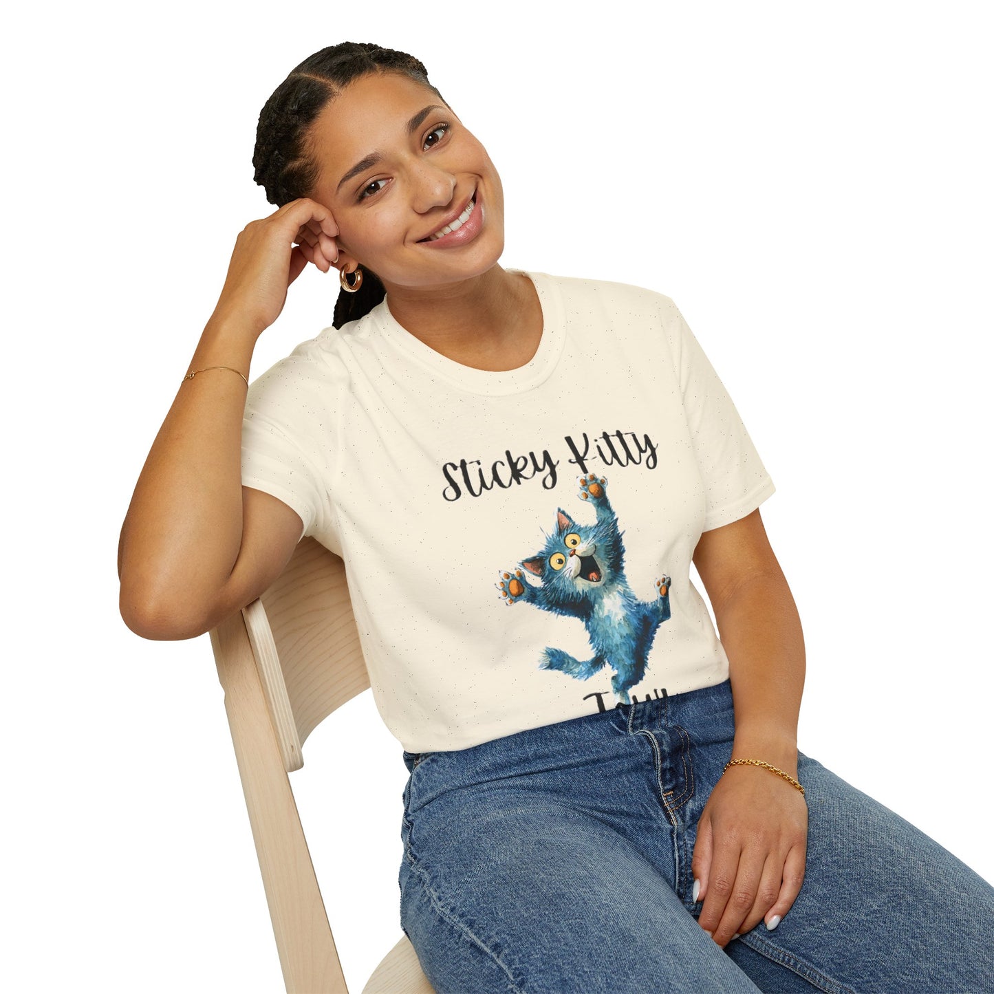 Sticky Kitty Town Unisex T-Shirt, Cute Cat Tee, Pet Lover Gift, Casual Wear, Animal Lover T-Shirt, Fun Graphic Tee