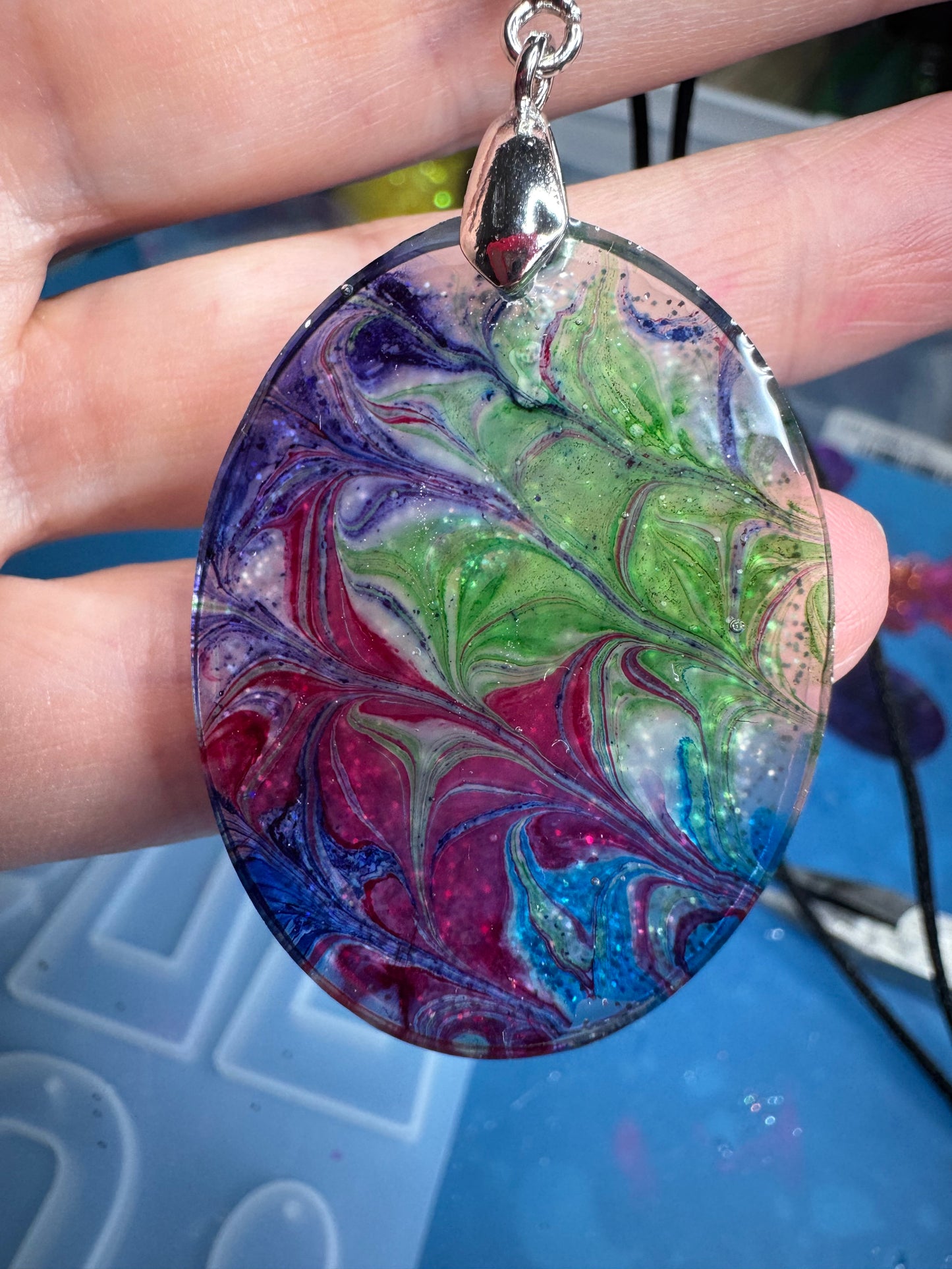 Abstract Aura Marble Pendant Necklace