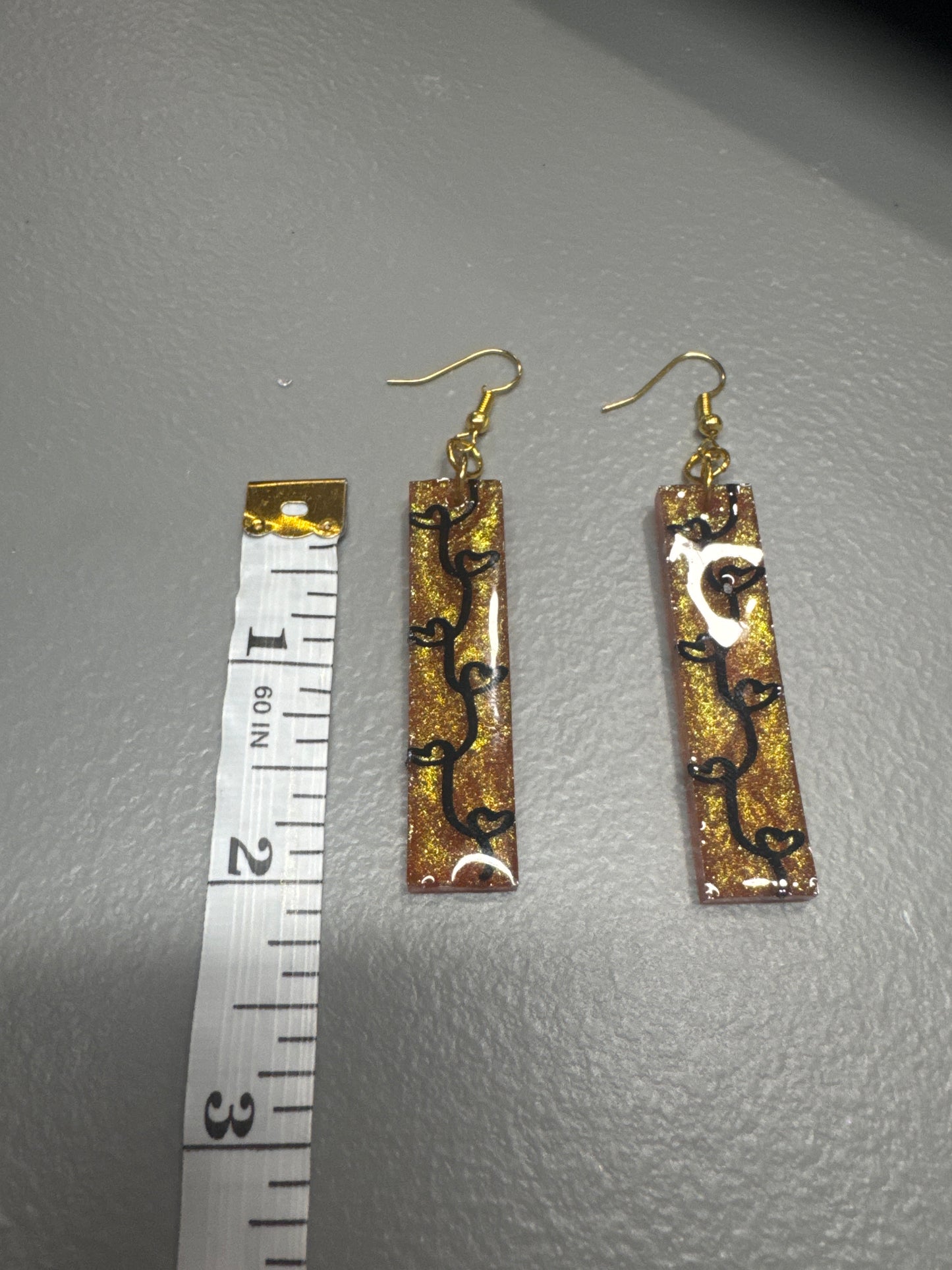 Hearts in Gold Glitter Resin Earrings