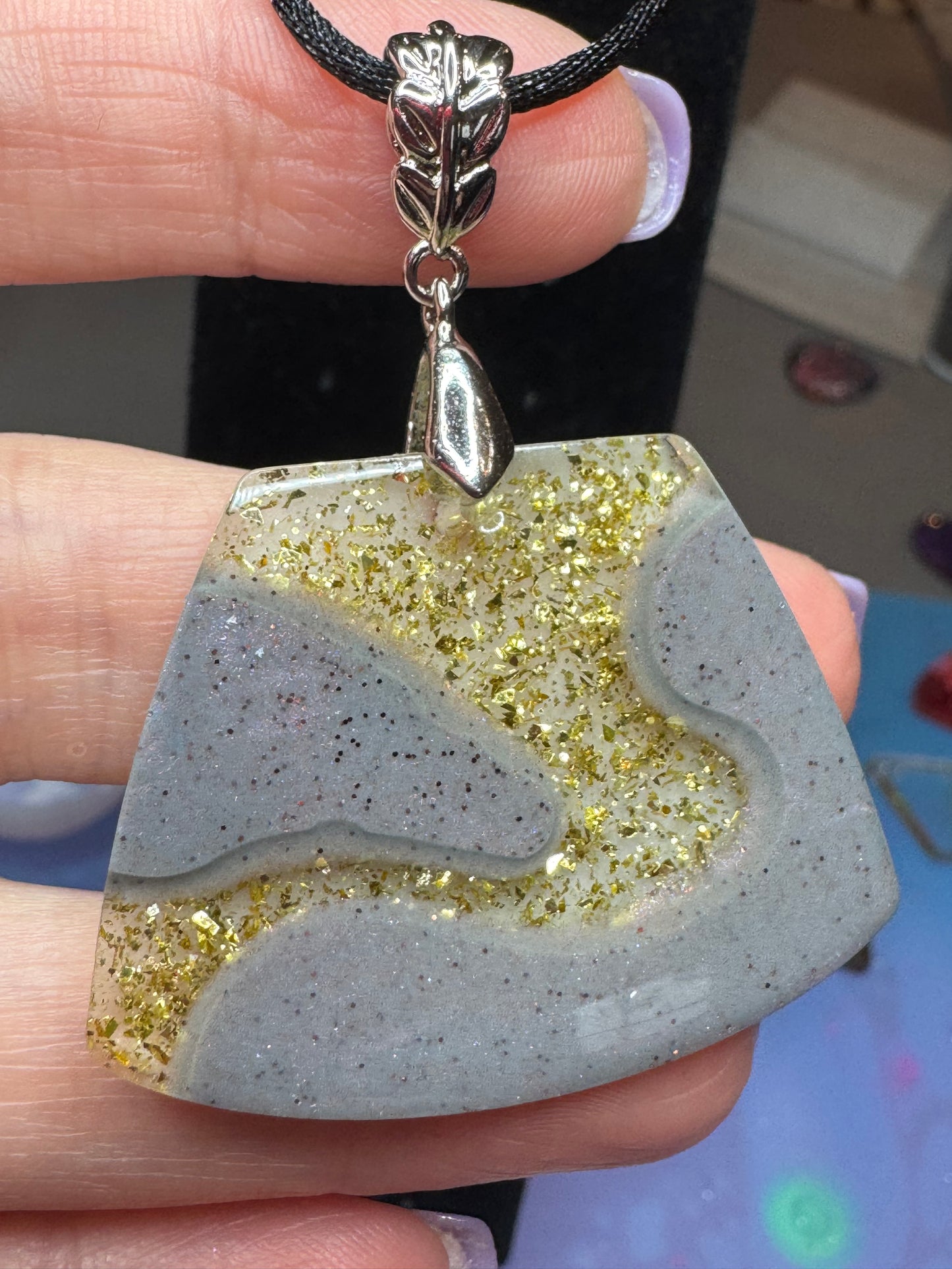 Golden River Resin Pendant Necklace