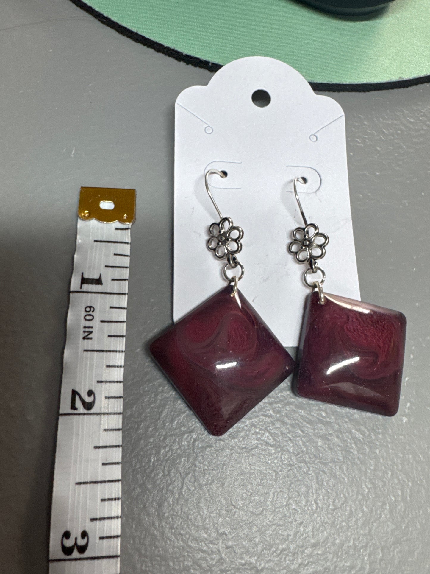 Maroon Resin Swirl Earrings