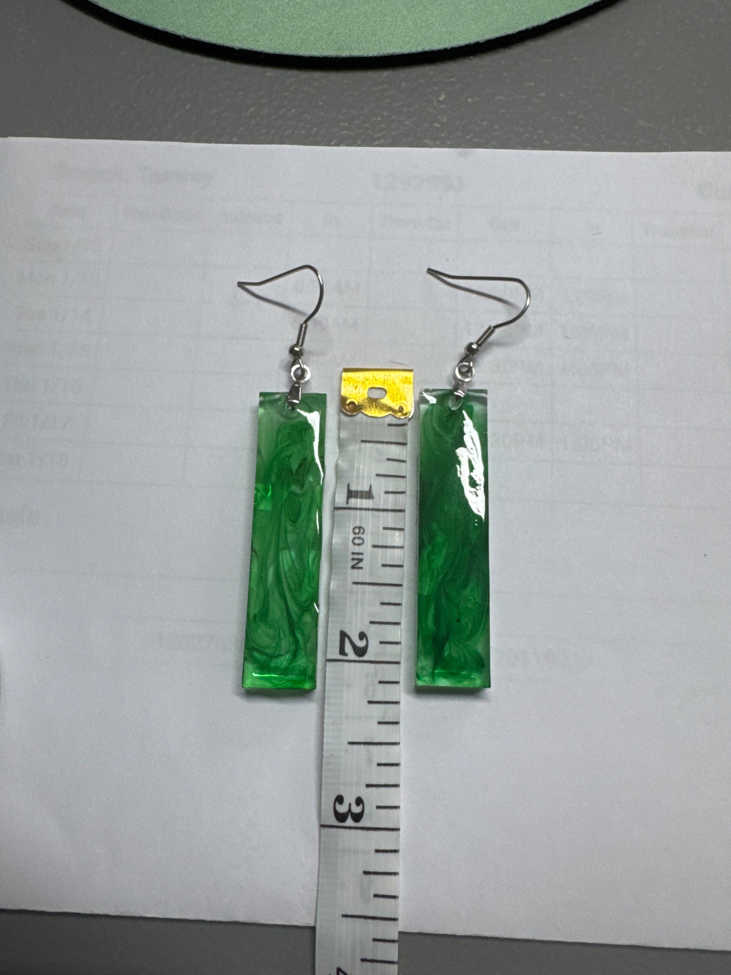 Emerald Green Resin Earrings