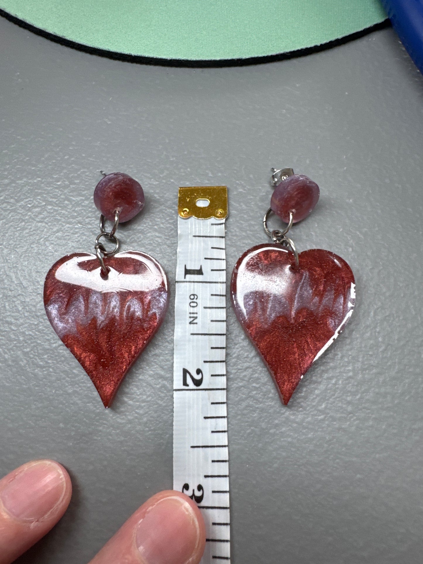 Resin Heart Dangle Earrings
