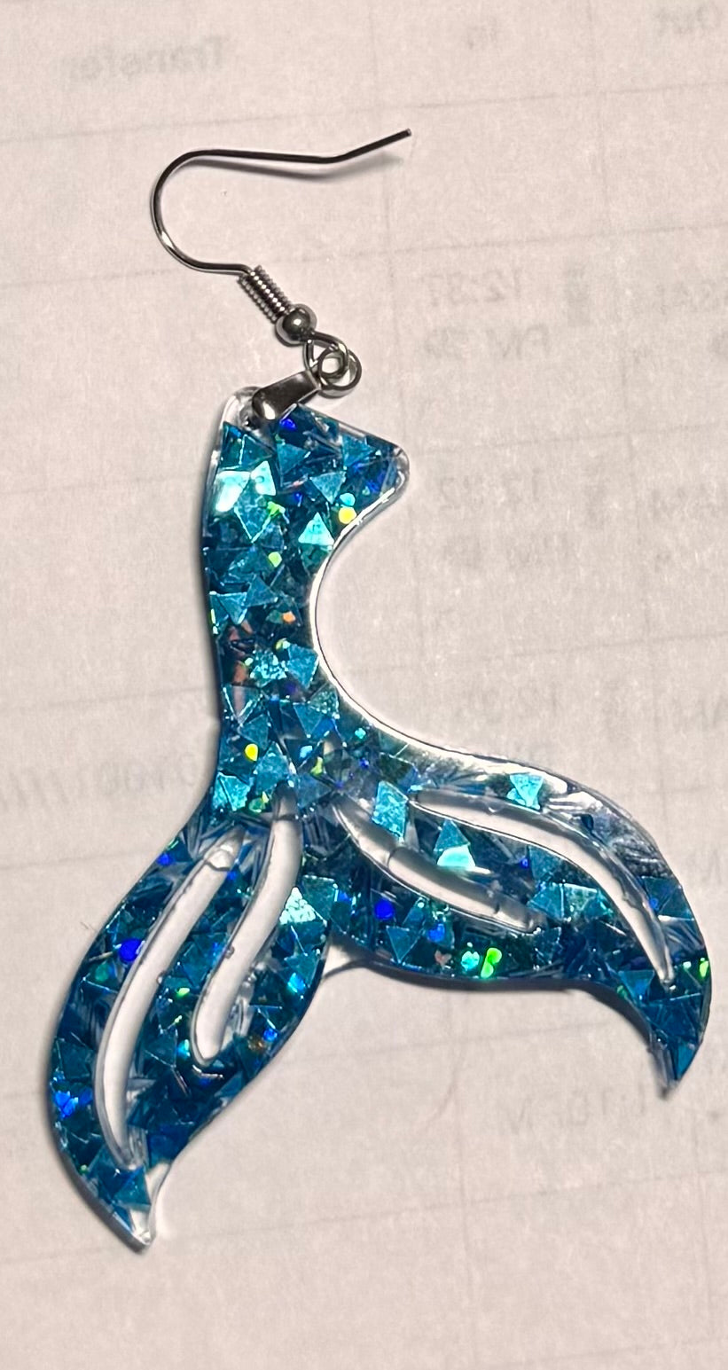 Sparkly Mermaid Tail Earrings – Glittery Ocean-Inspired Jewelry
