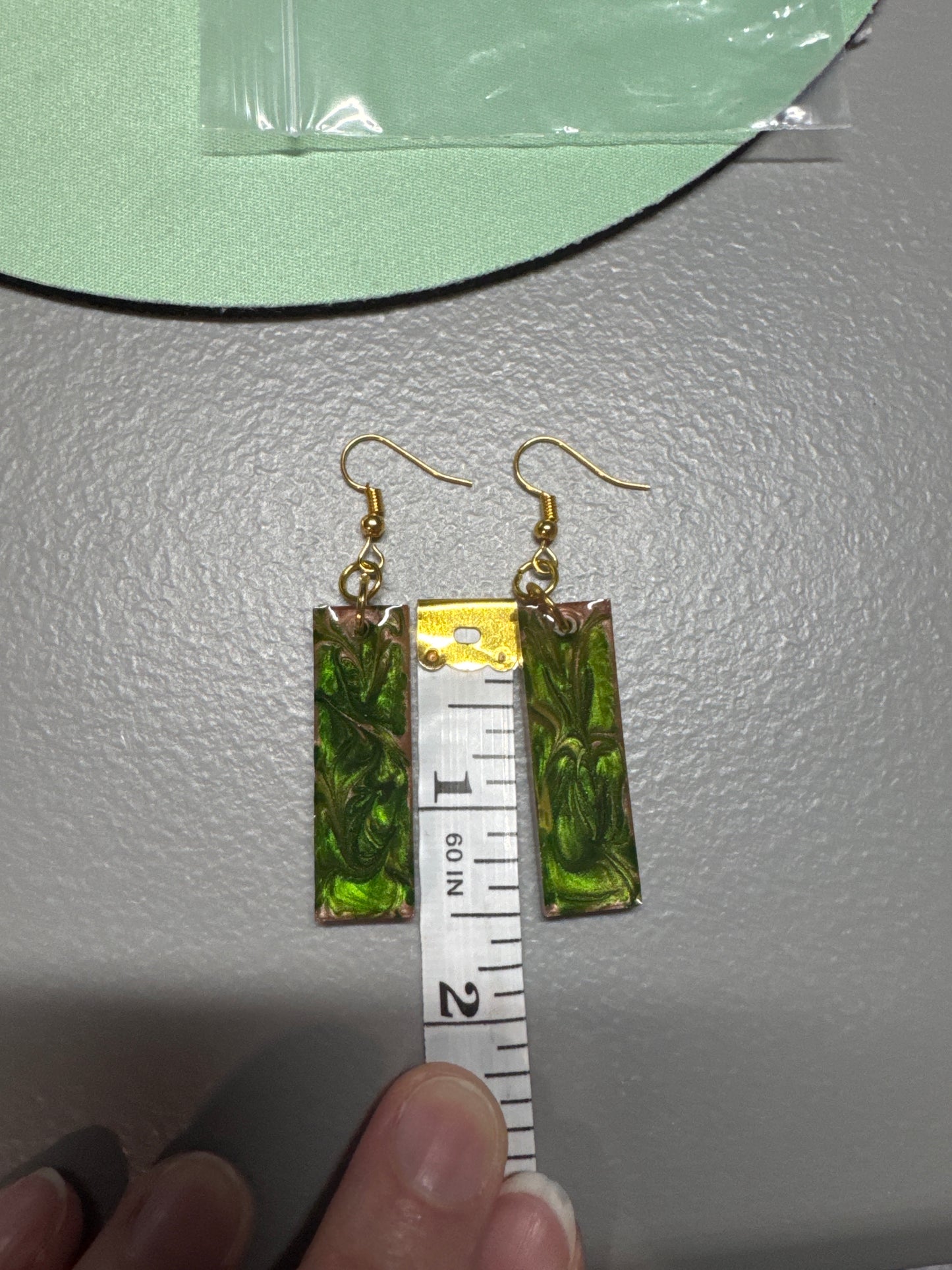 Emerald and gold Resin Earrings