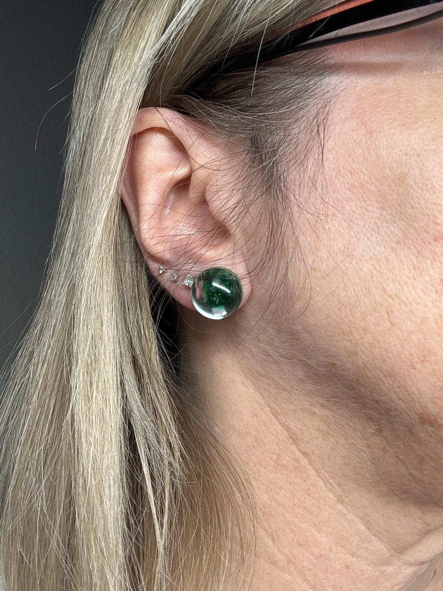 Green Drop Resin Earrings