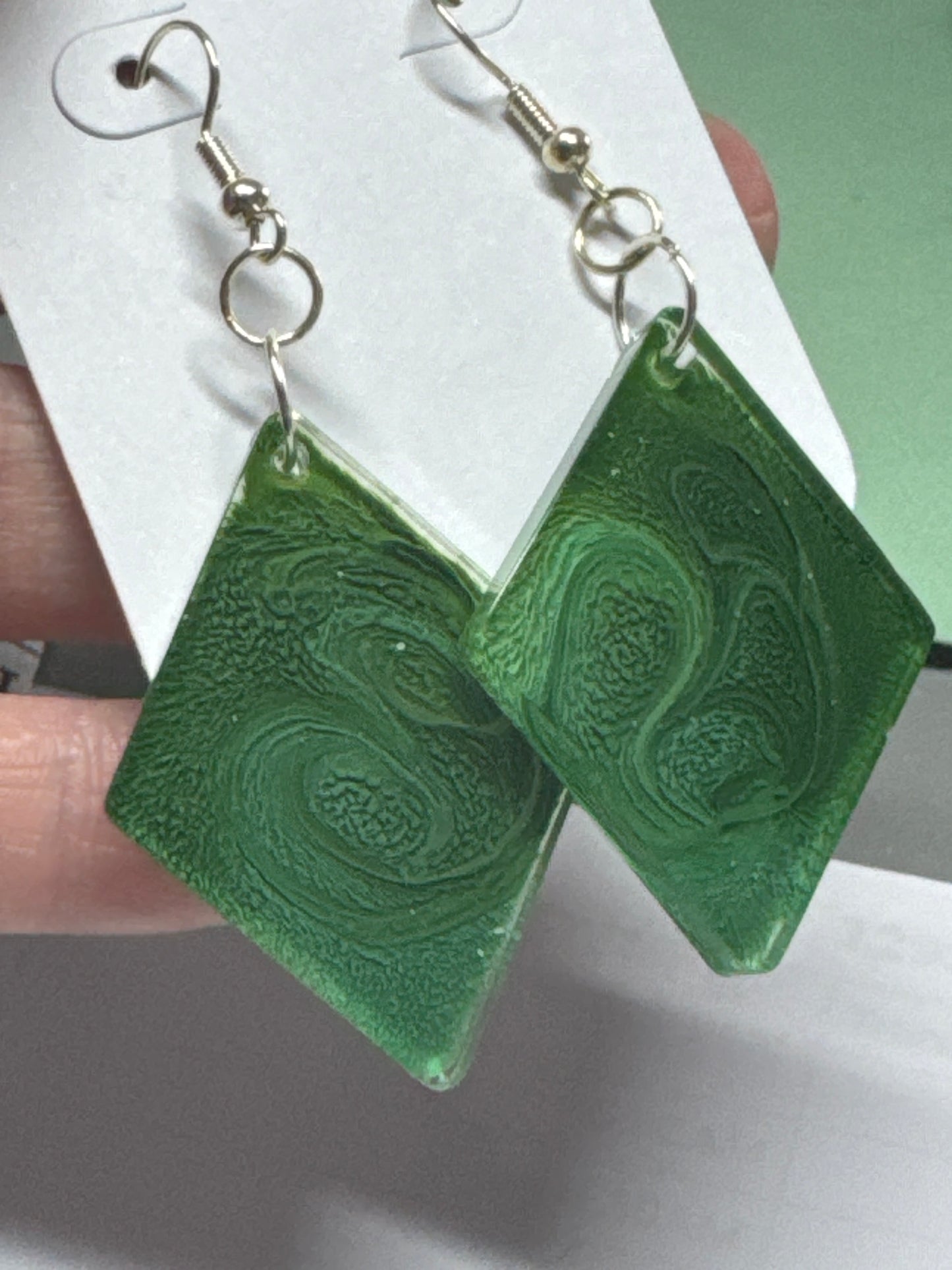 Green Resin Earrings