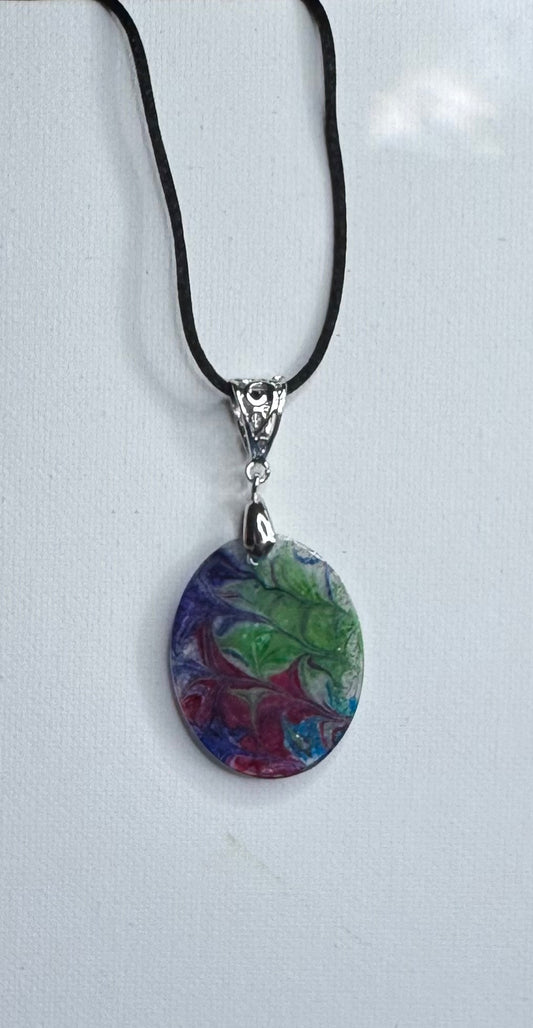 Abstract Aura Marble Pendant Necklace