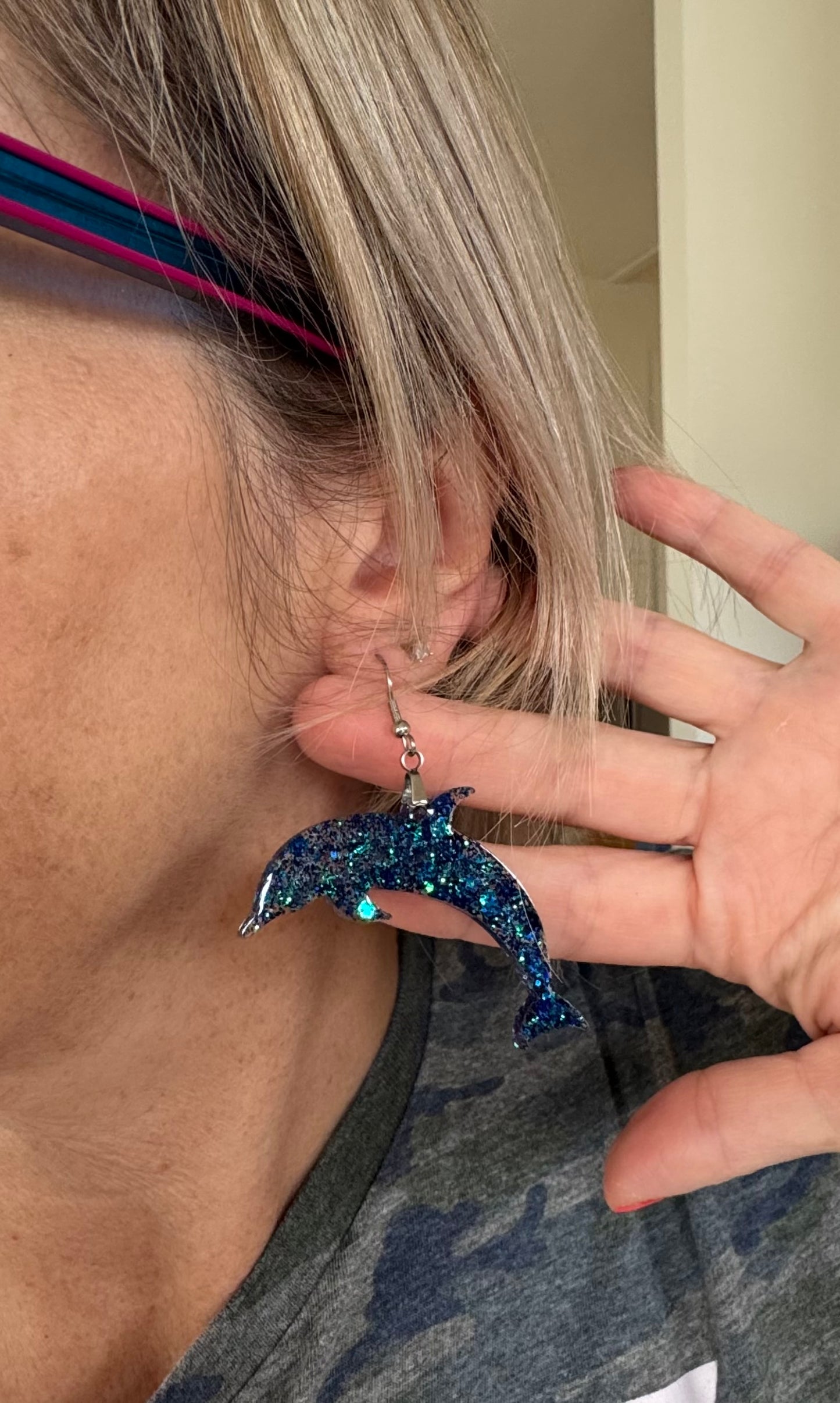 Sparkly Dolphin Earrings – Glittery Ocean-Inspired Jewelry