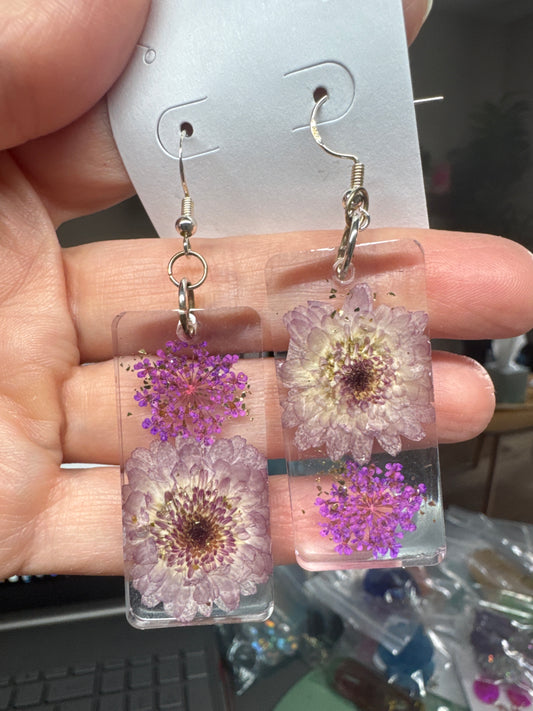 Pressed Flower Resin Earrings