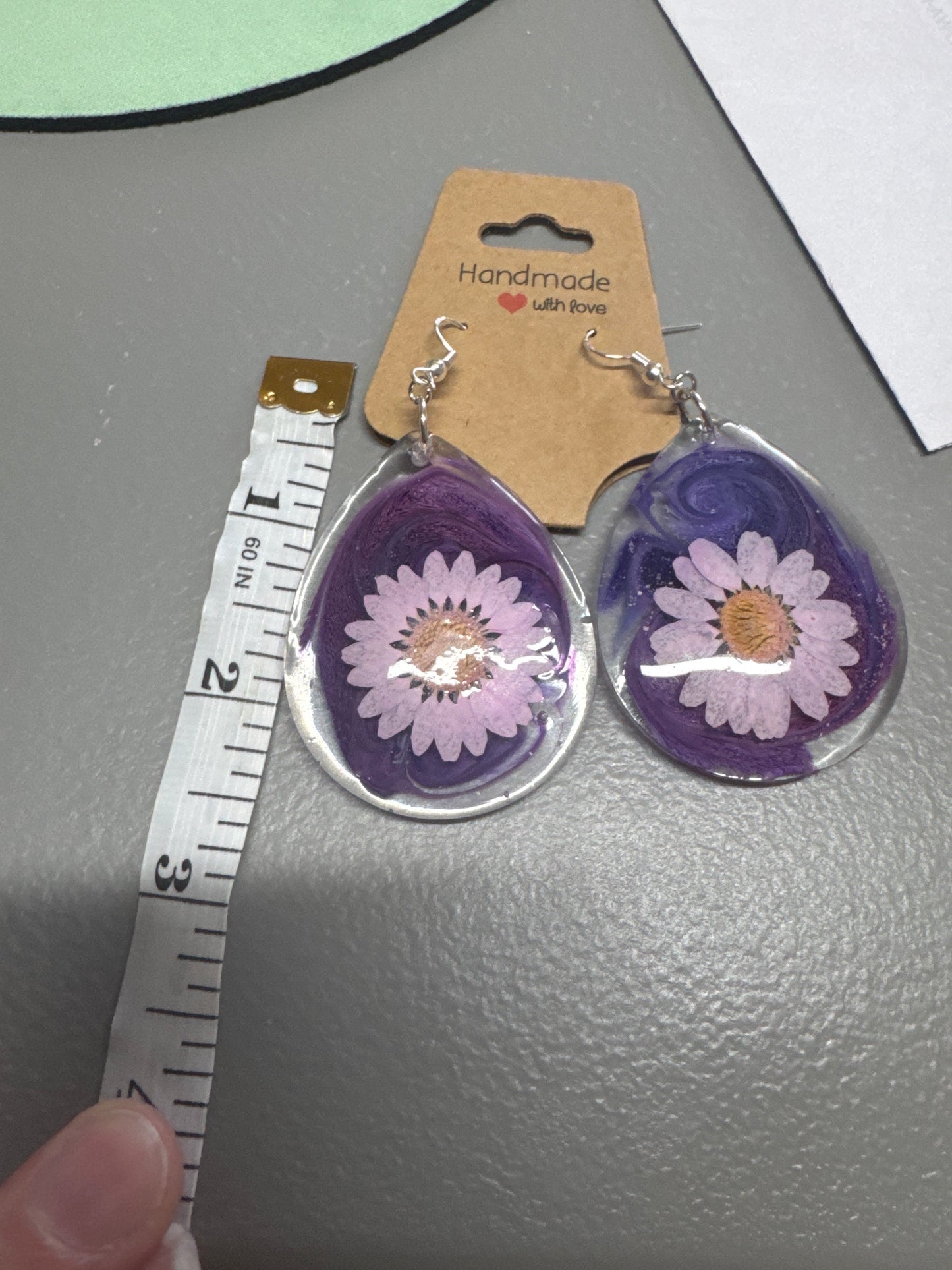 Pressed Flower Resin Dangle Earrings