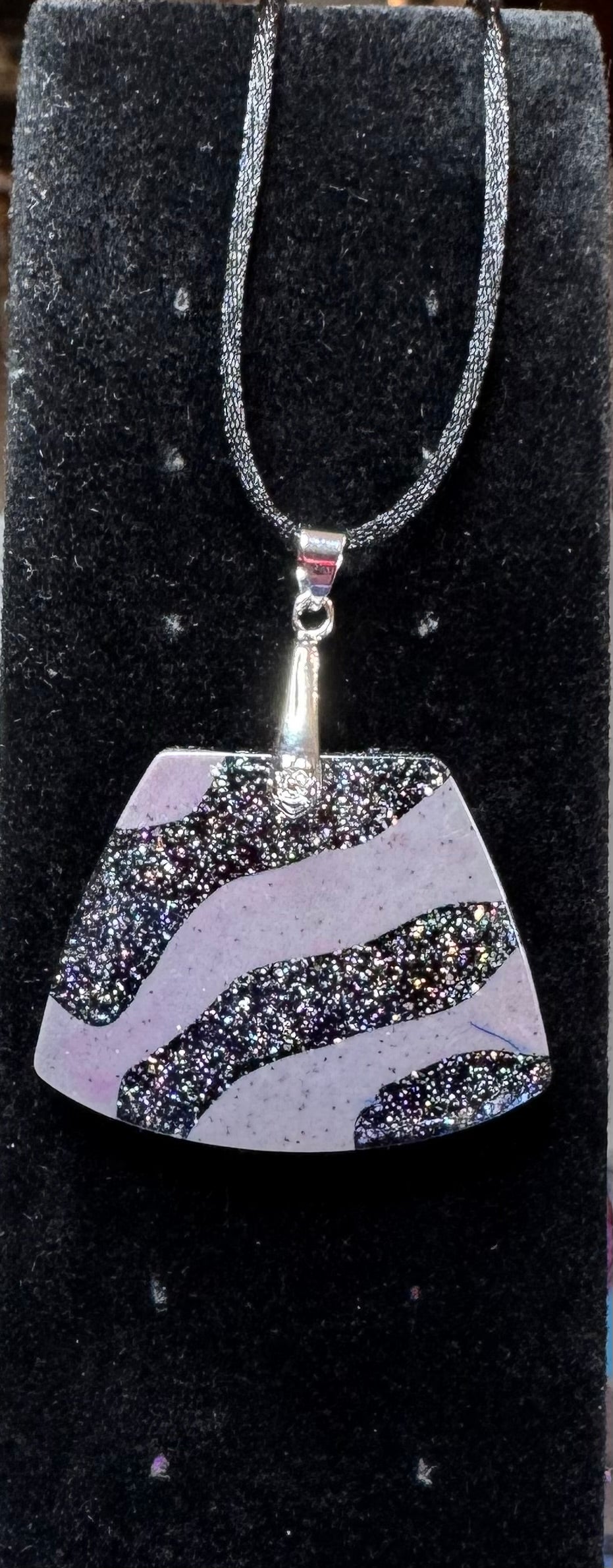 Midnight Spark Zebra Resin Pendant Necklace