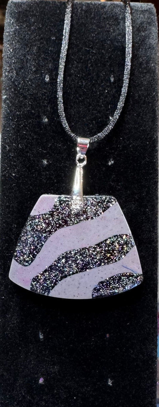Midnight Spark Zebra Resin Pendant Necklace