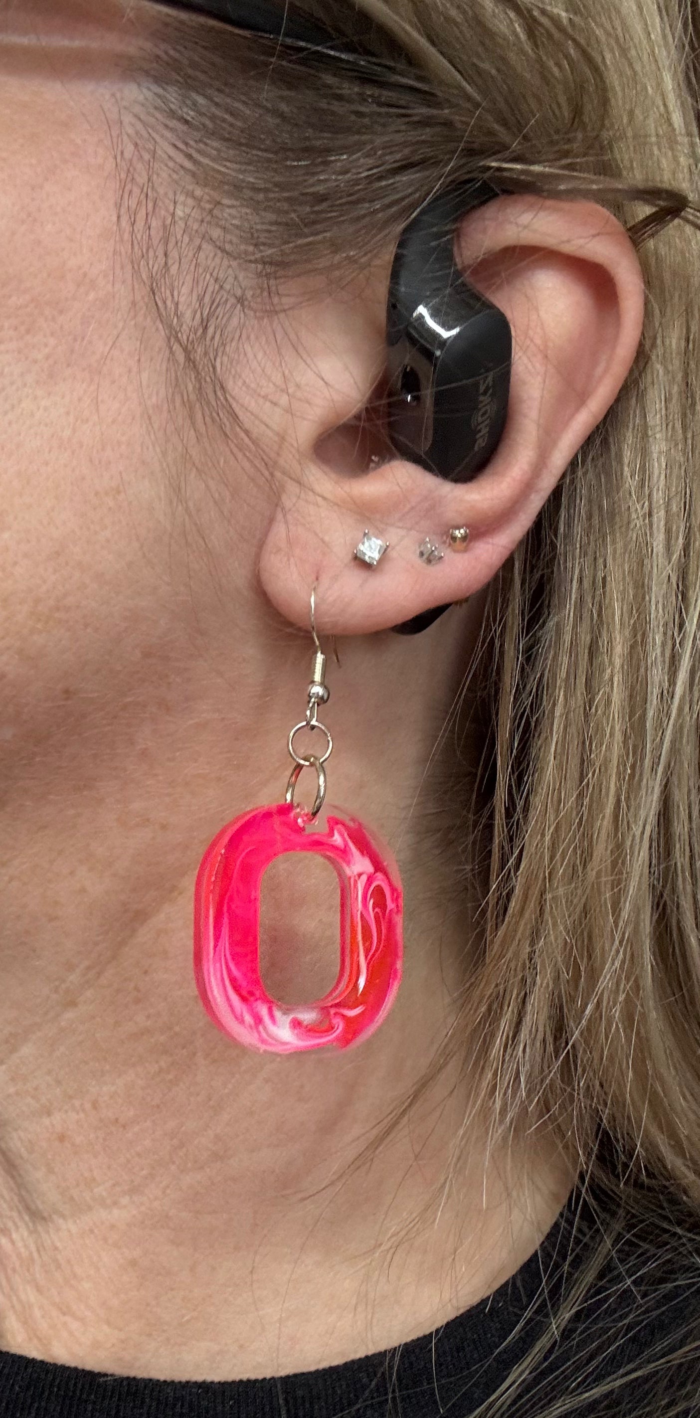Neon Pink Resin Earrings