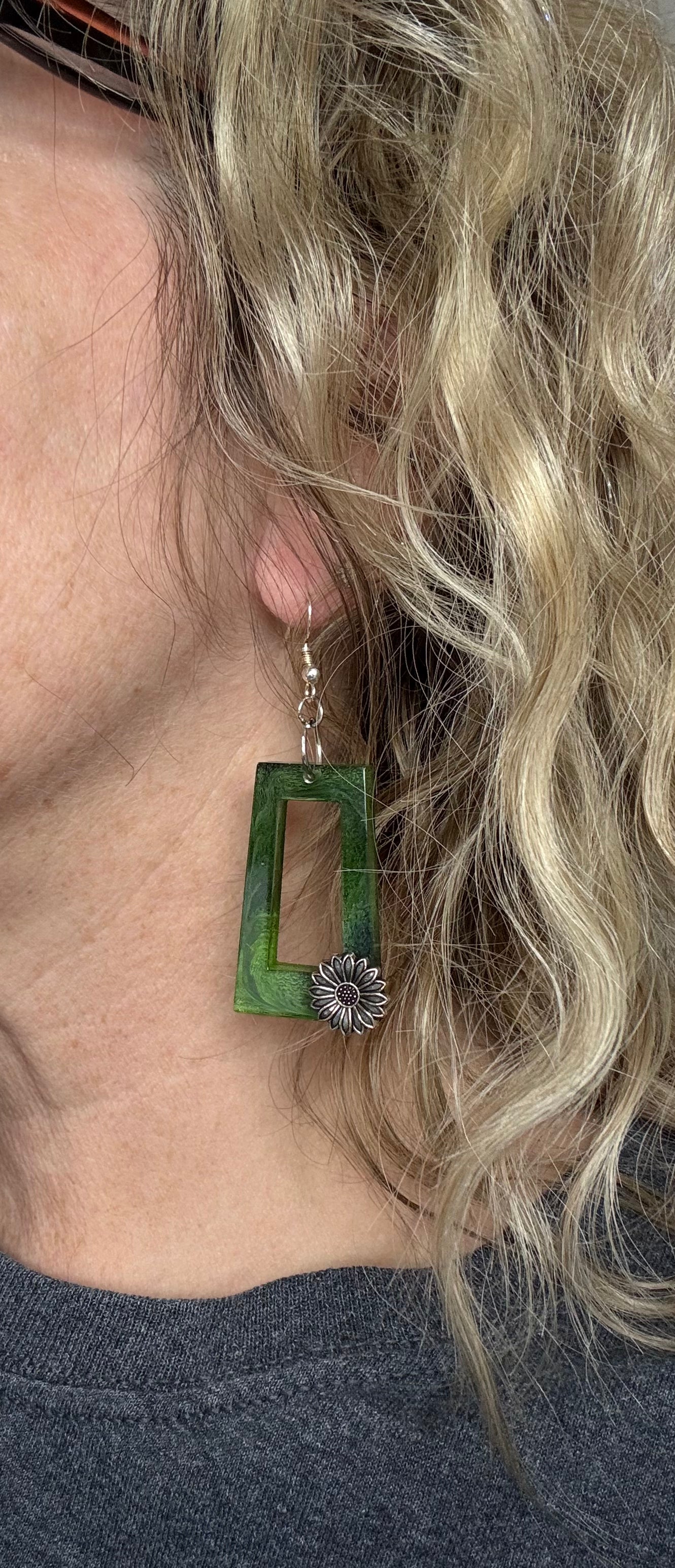Green Resin Earrings
