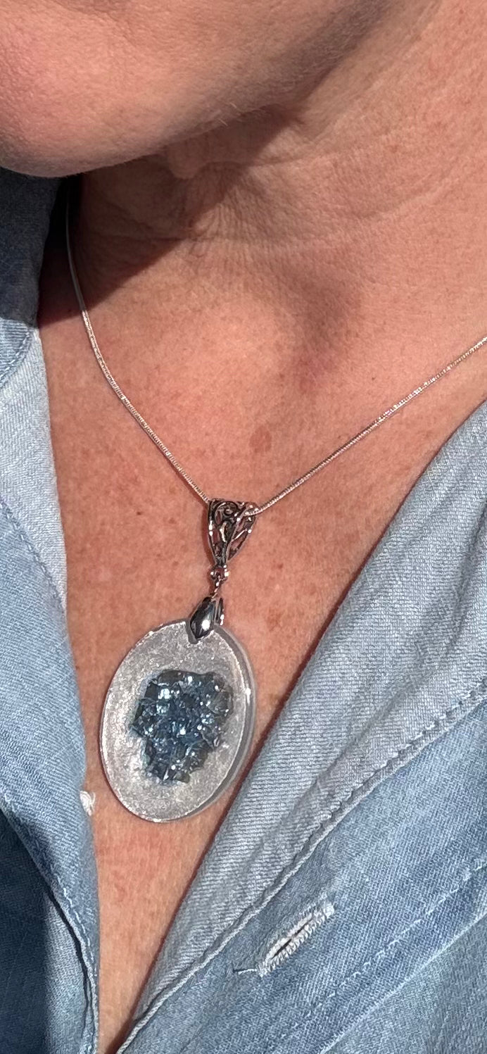 Glass in Resin Necklace and Earrings