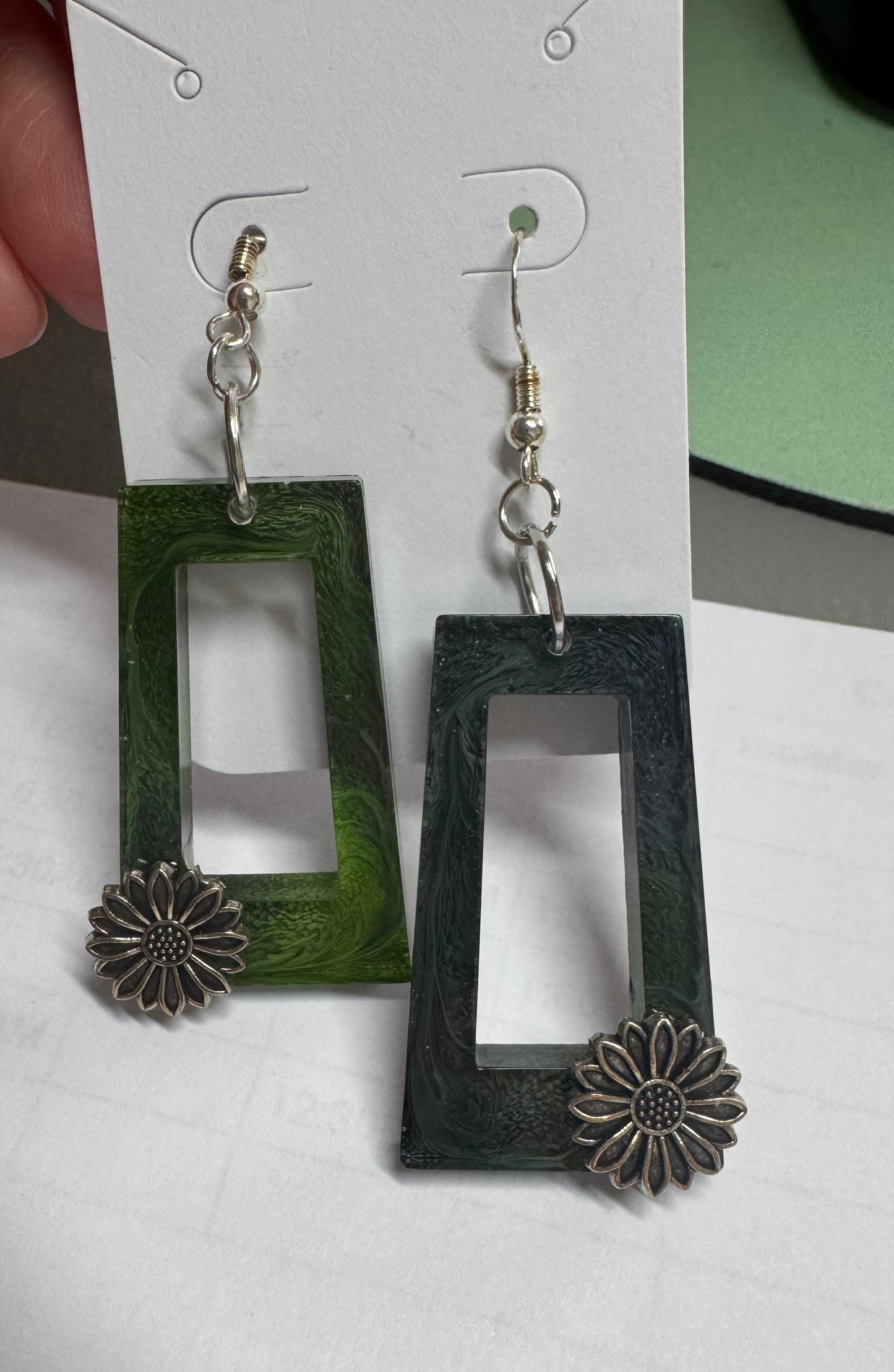 Green Resin Earrings