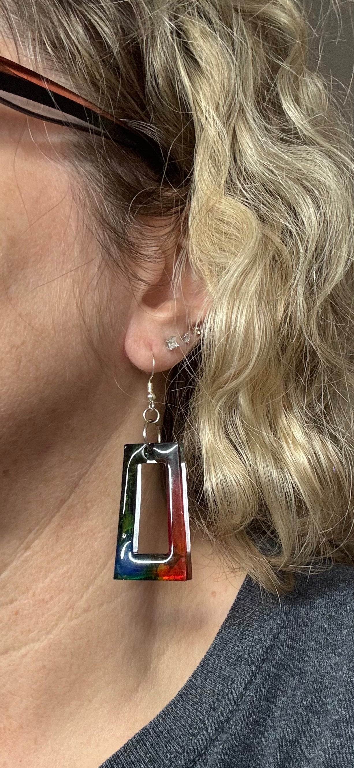 Multicolor Swirl Resin Earrings.