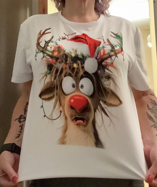 Crazy Reindeer Christmas Tee