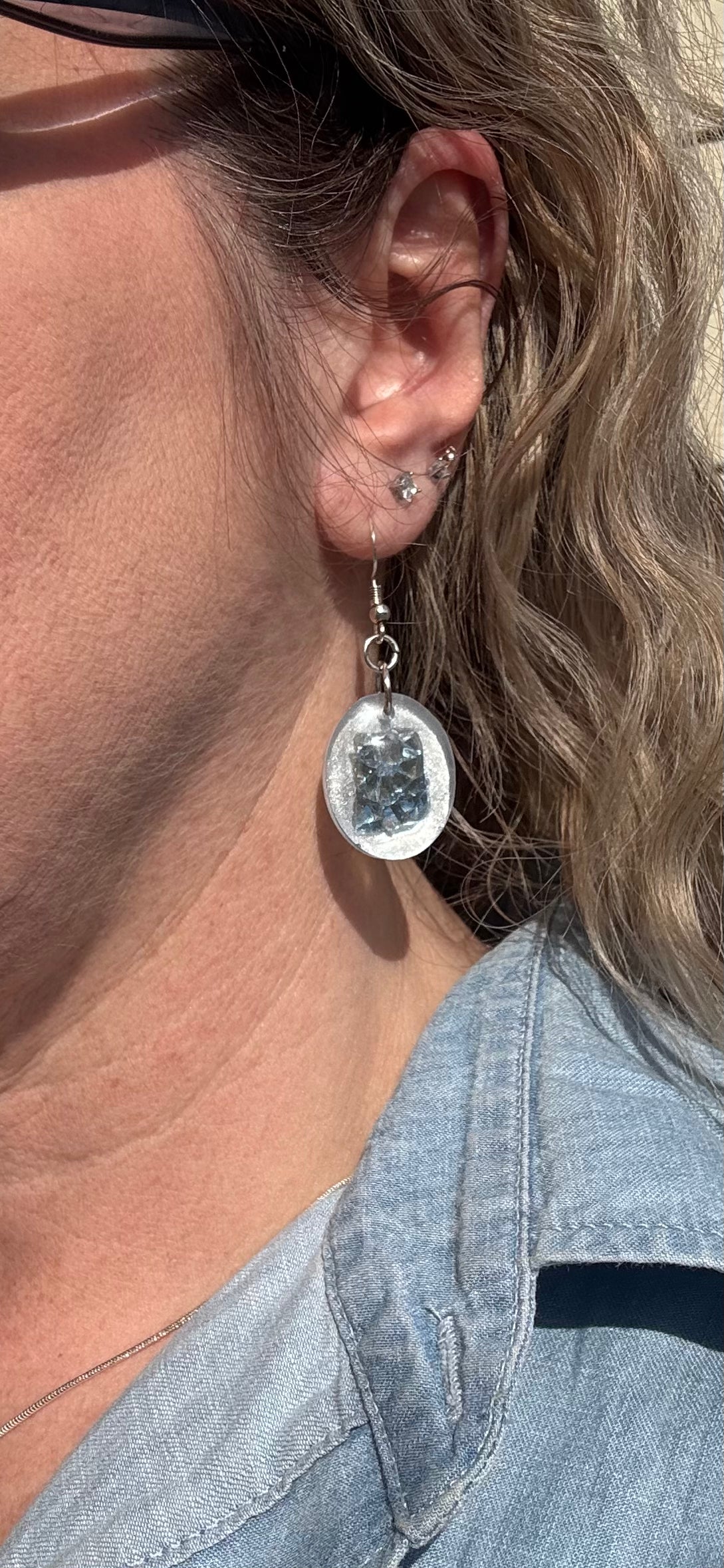 Glass in Resin Necklace and Earrings