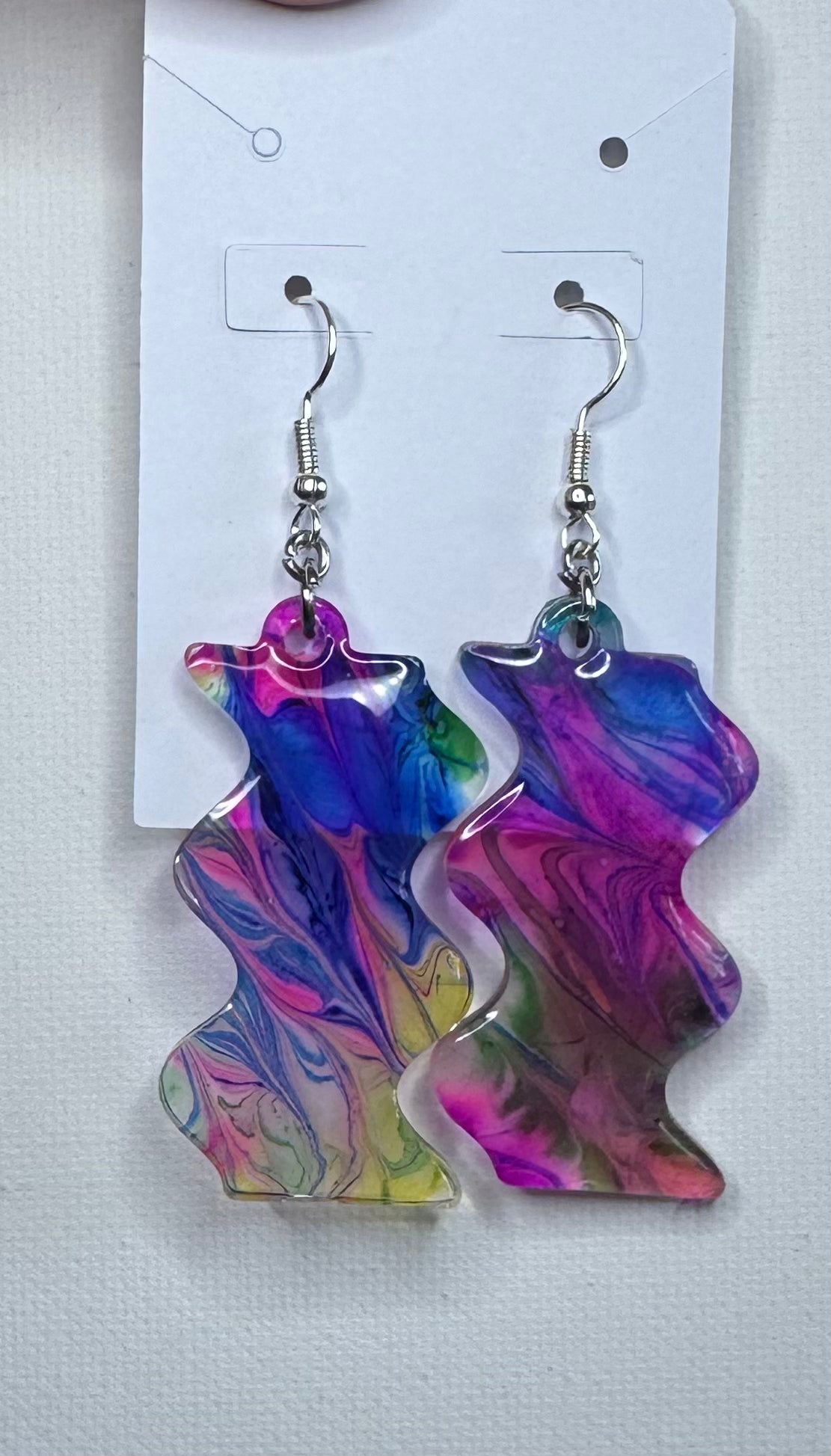 Abstract Swirl Resin Statement Earrings – Multicolor Pour Dangle Earrings