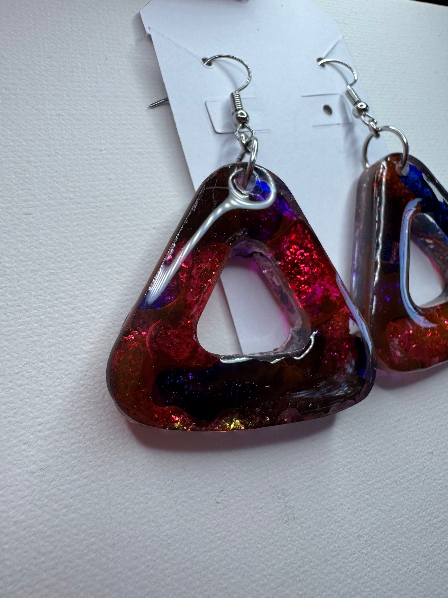 Galaxy Melt Resin Triangle Earrings