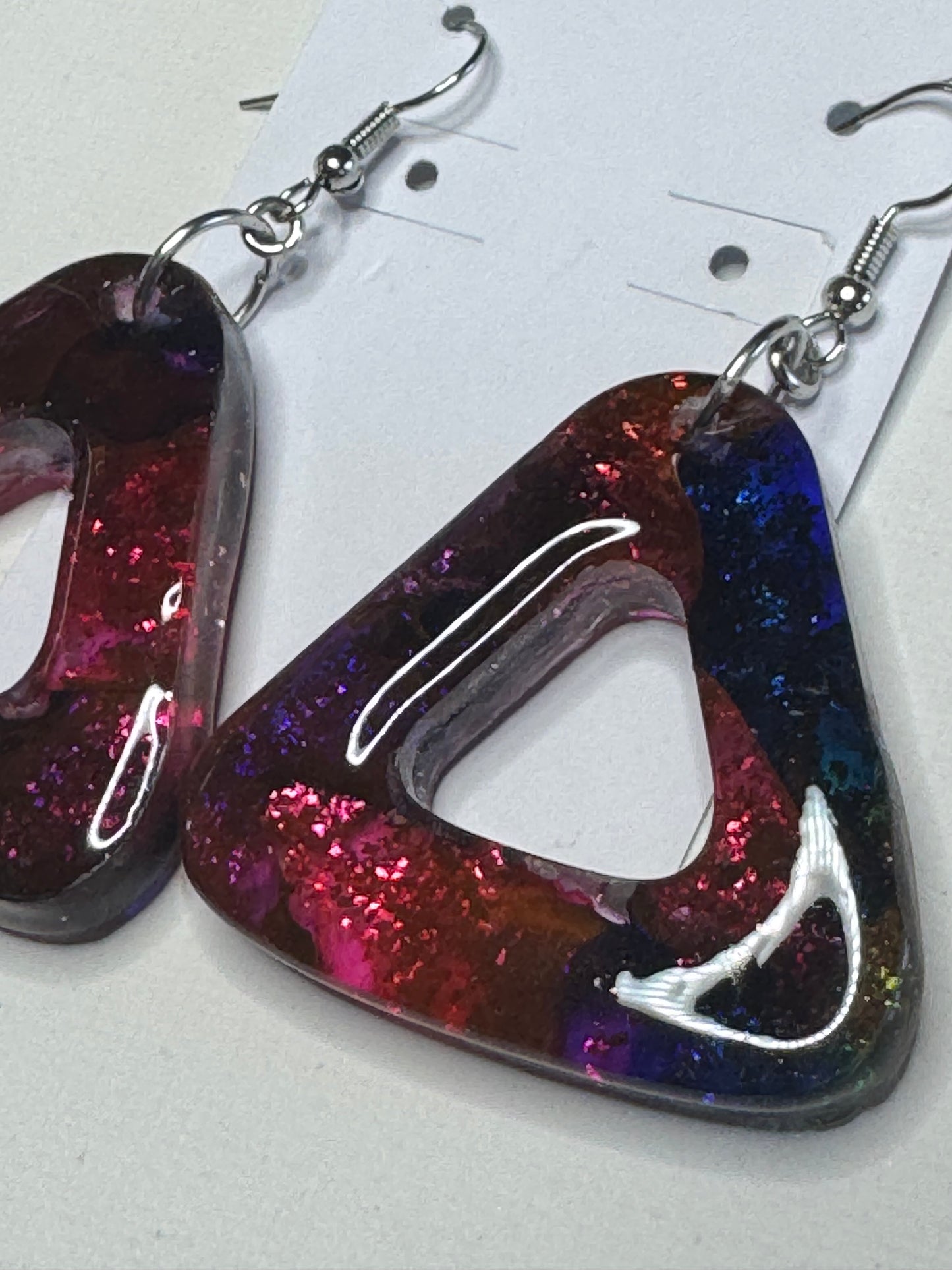 Galaxy Melt Resin Triangle Earrings