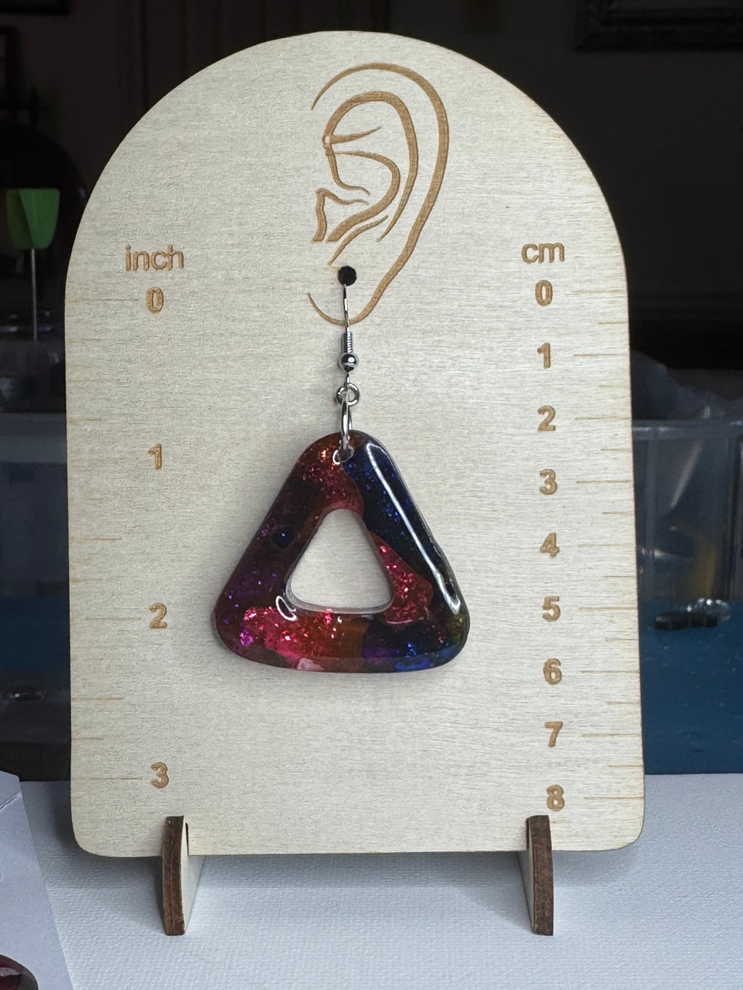 Galaxy Melt Resin Triangle Earrings