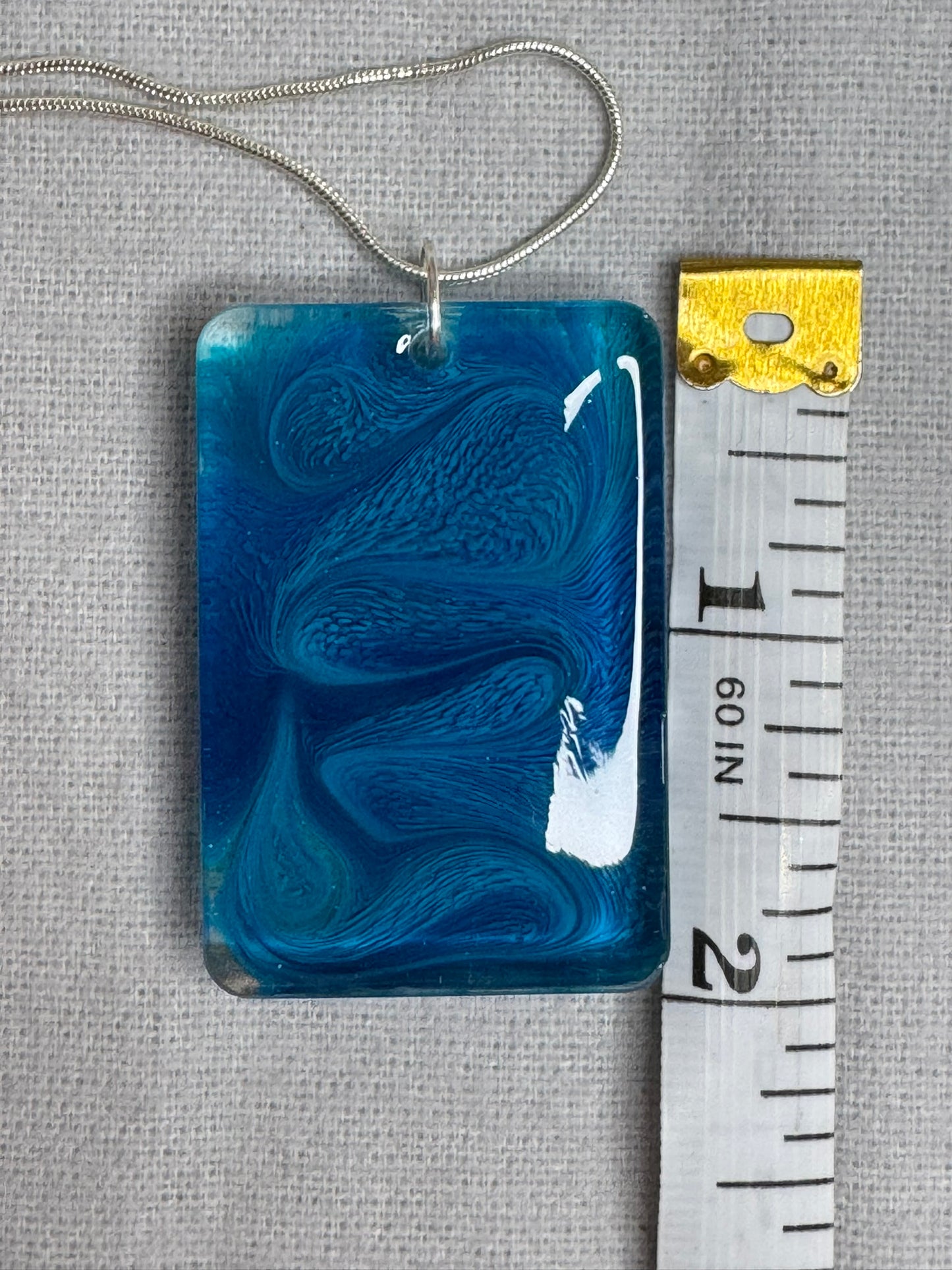 Blue Swirl Resin Pendant Necklace