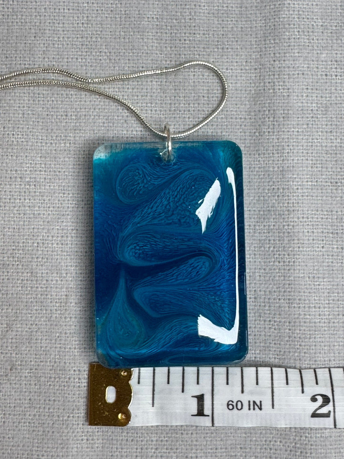 Blue Swirl Resin Pendant Necklace
