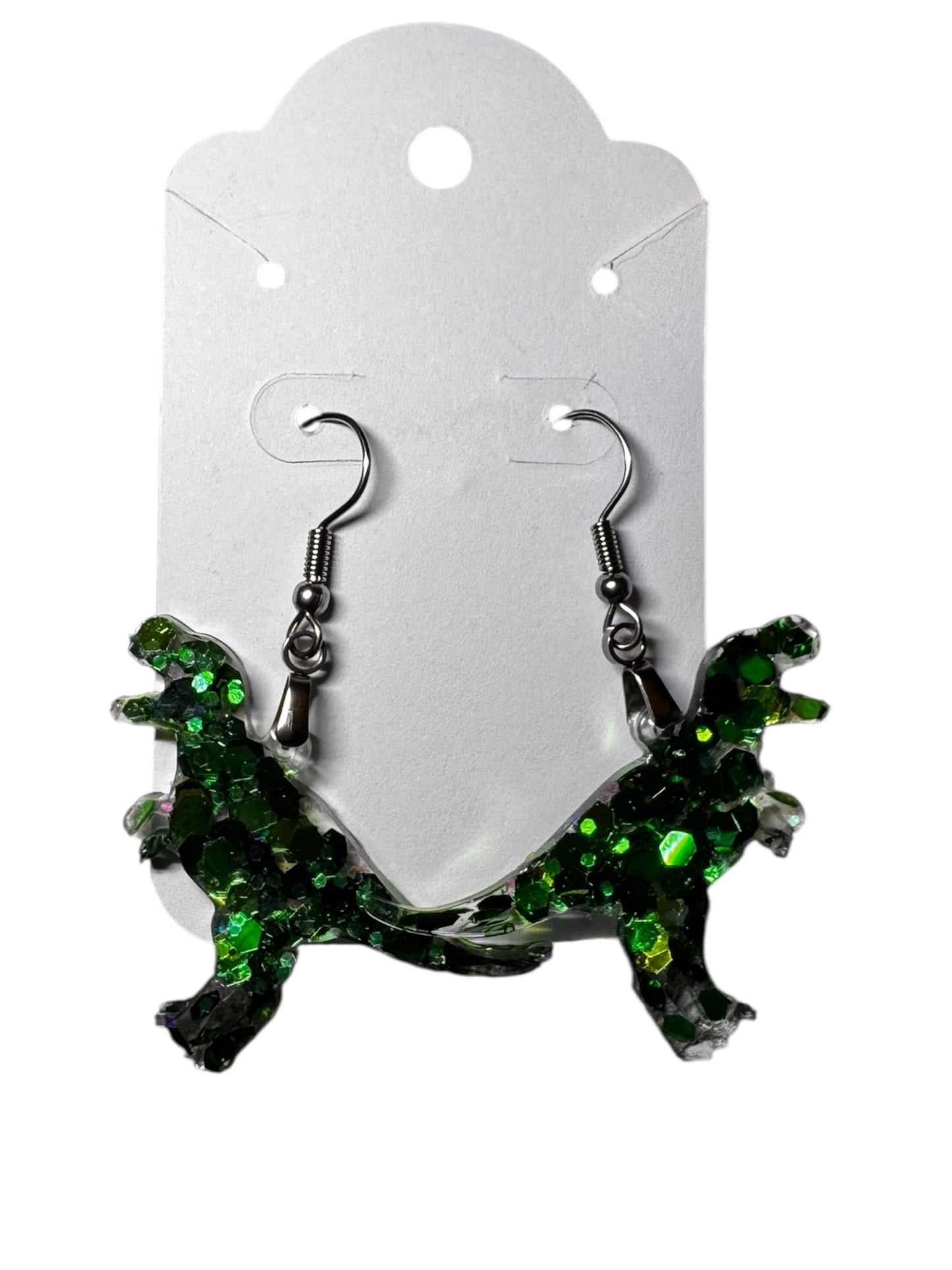 Sparkly Tiny Dinosaur Earrings – Glittery Fun Resin Jewelry