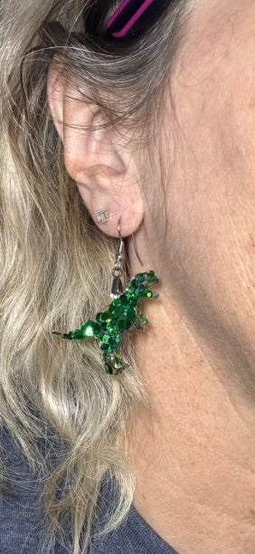 Sparkly Tiny Dinosaur Earrings – Glittery Fun Resin Jewelry