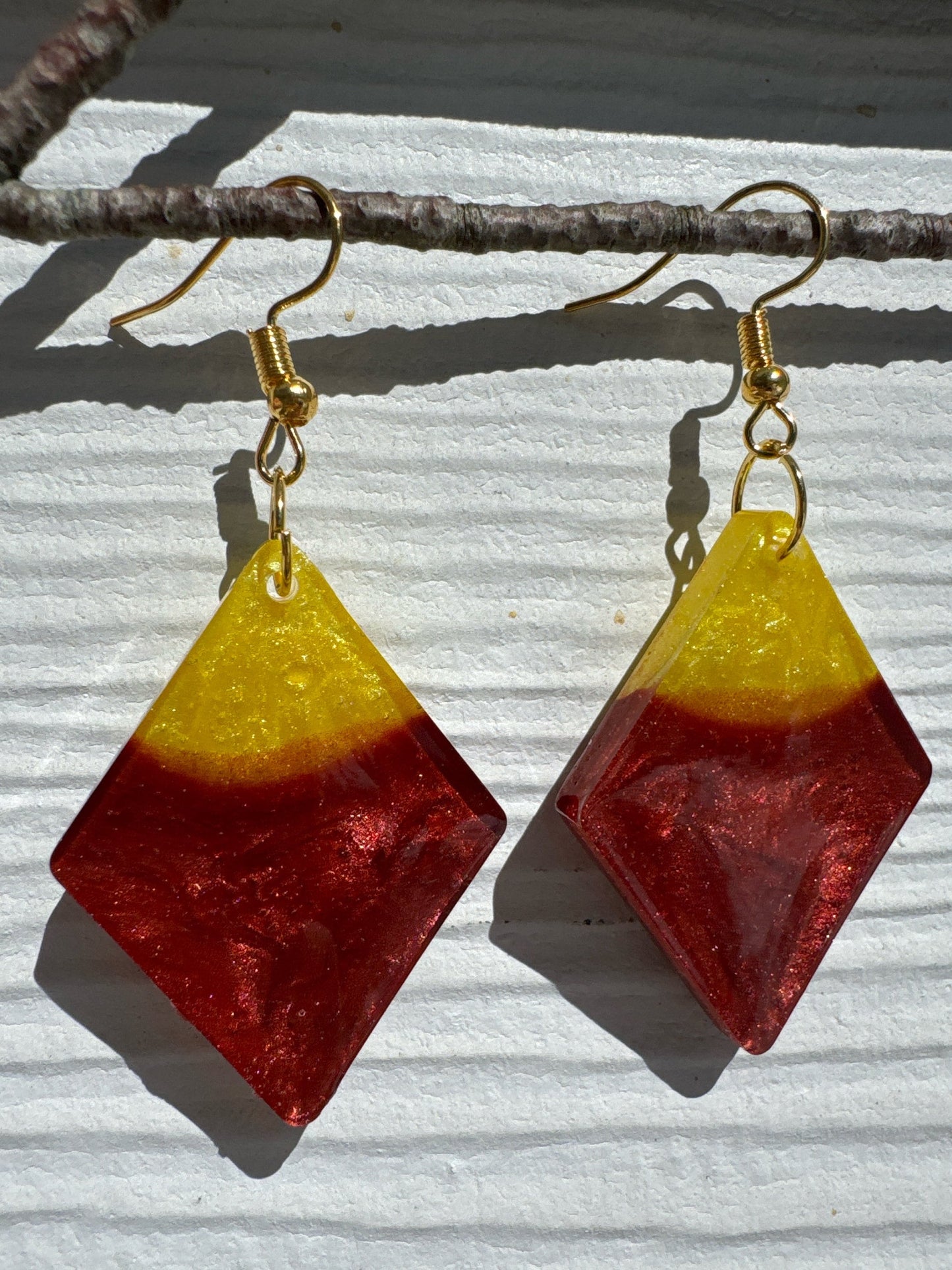 Copper and Gold Resin Earrings