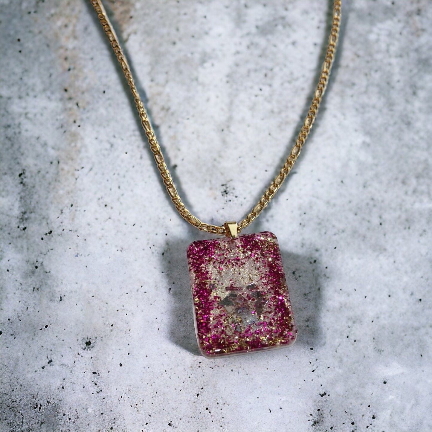 Golden Red Resin Necklace