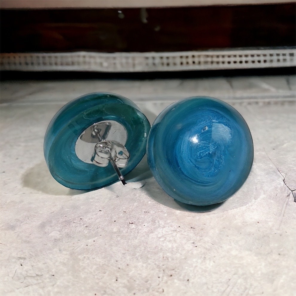 Blue Swirl Resin Earrings