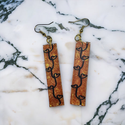 Hearts in Gold Glitter Resin Earrings