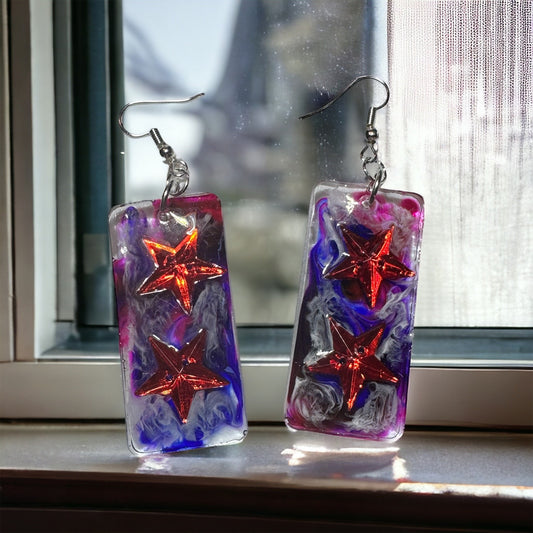 Red, White&Blue Resin Earrings