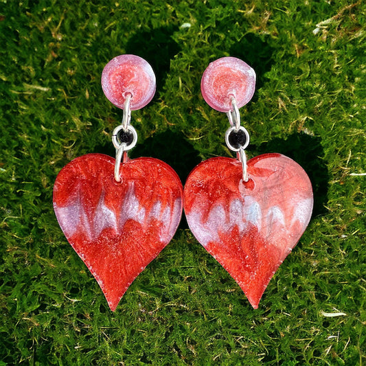 Resin Heart Dangle Earrings